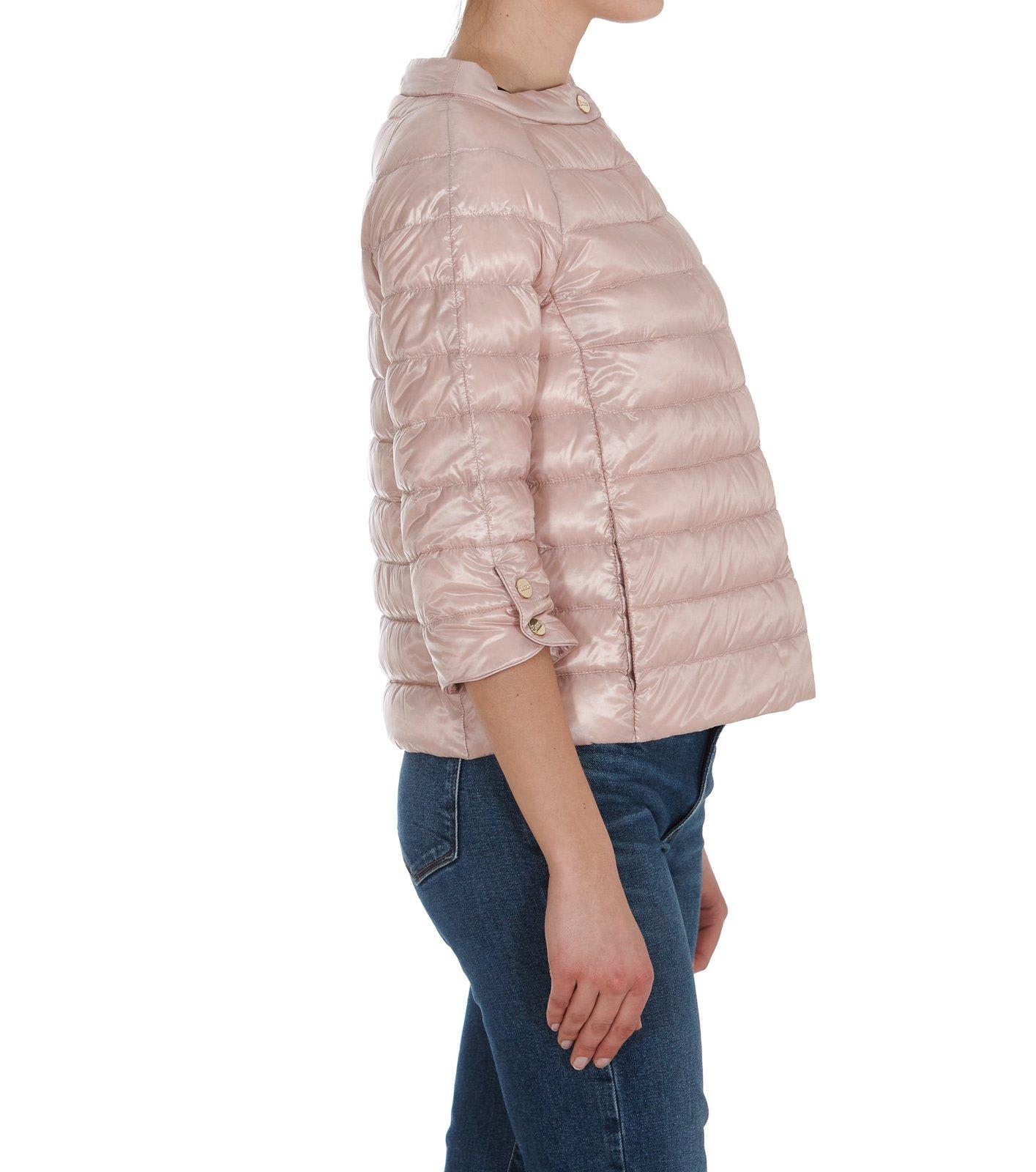 Shop Herno Cropped Sleeve Down Jacket In Rosa Chiaro
