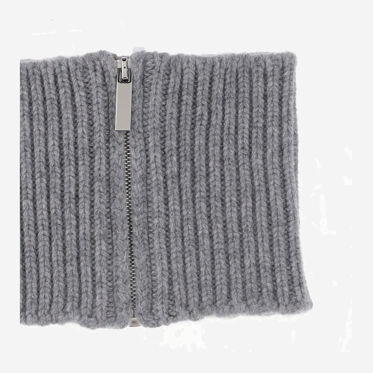 Sa Su Phi Ribbed Zip Neck-warmer Scarf In Gray