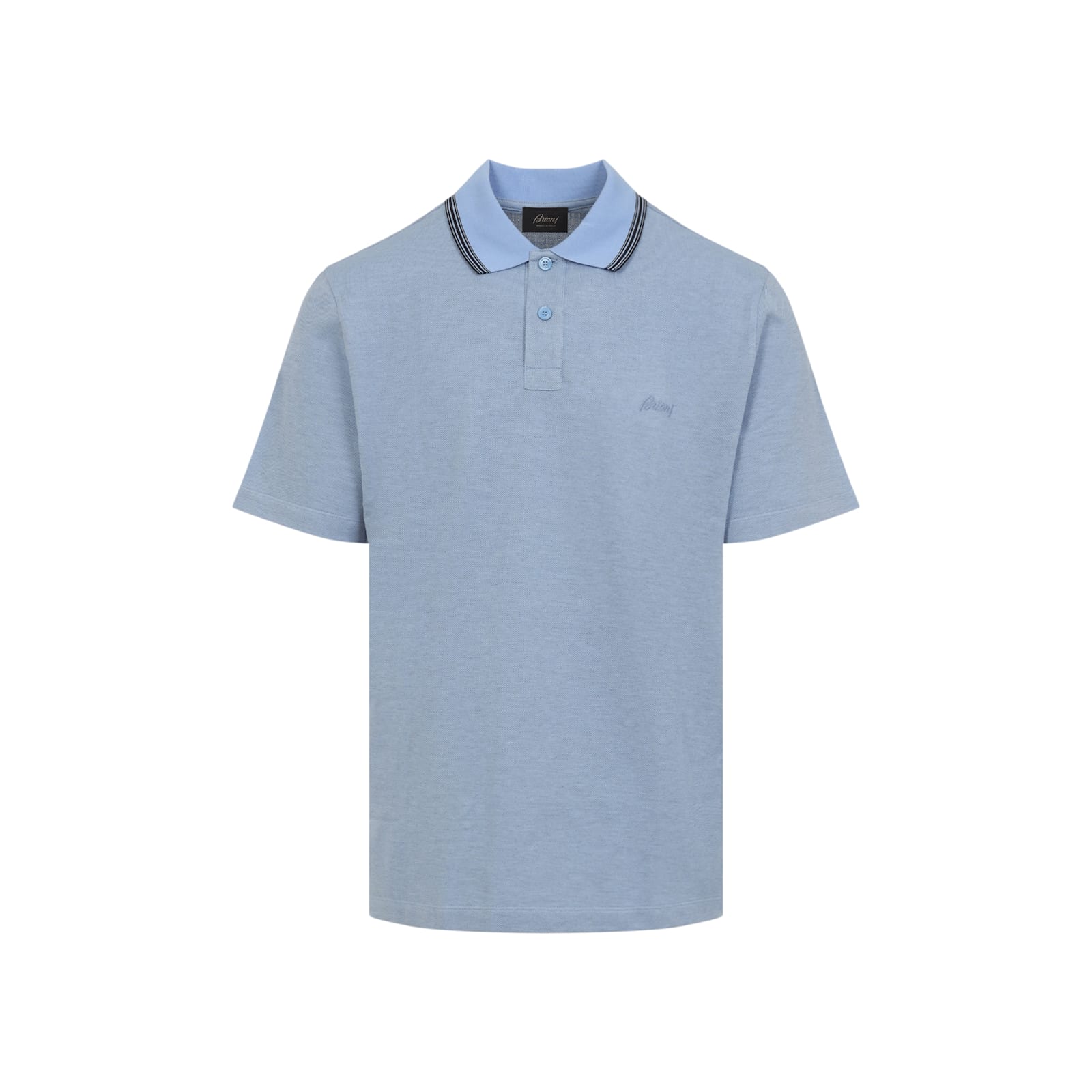Brioni Striped Edge Polo Shirt In Cotton In Multi