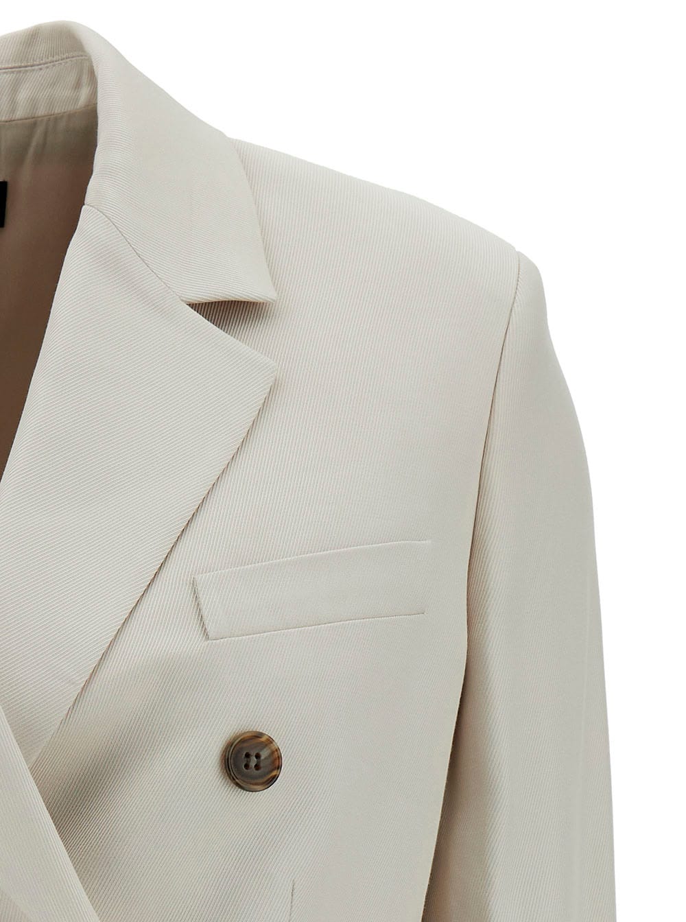 Theory Off-white Double-breasted Jacket With Notched Revers In Viscose Woman In White