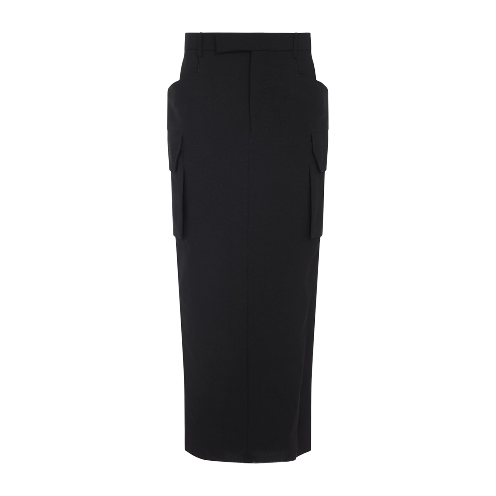 Rick Owens Firbanks Virgin Wool Twill Cargo Skirt In Black