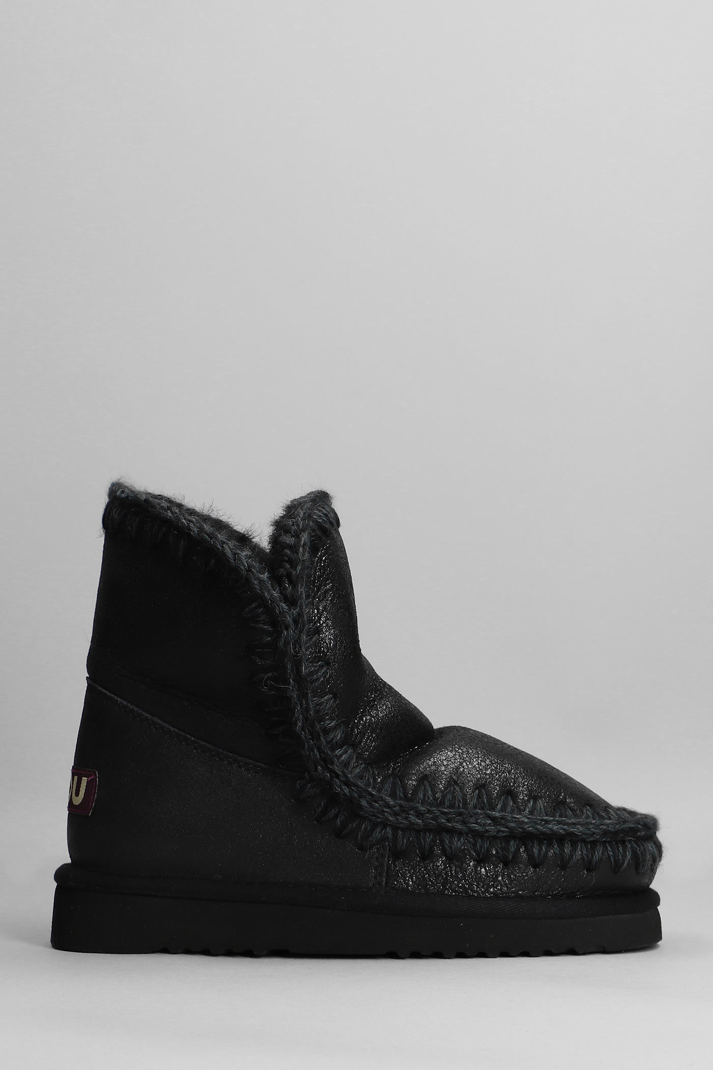 Mou Eskimo 18 Low Heels Ankle Boots In Black Leather