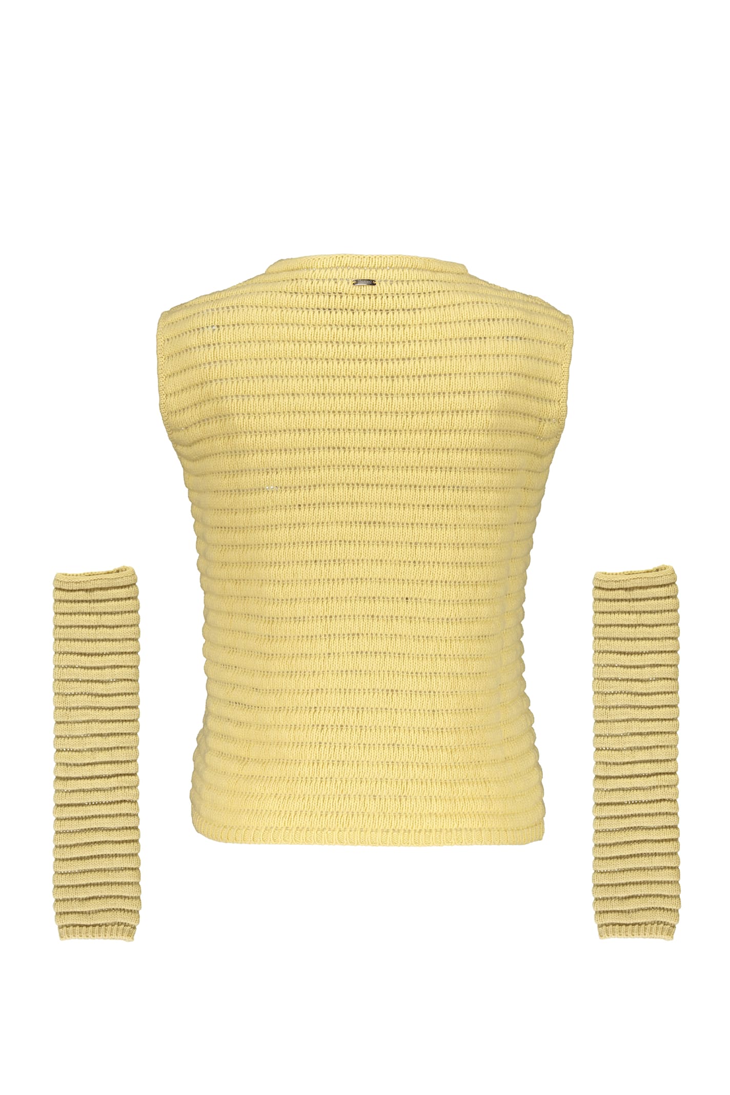 Herno Knitted Vest With Sleeves In Yellow