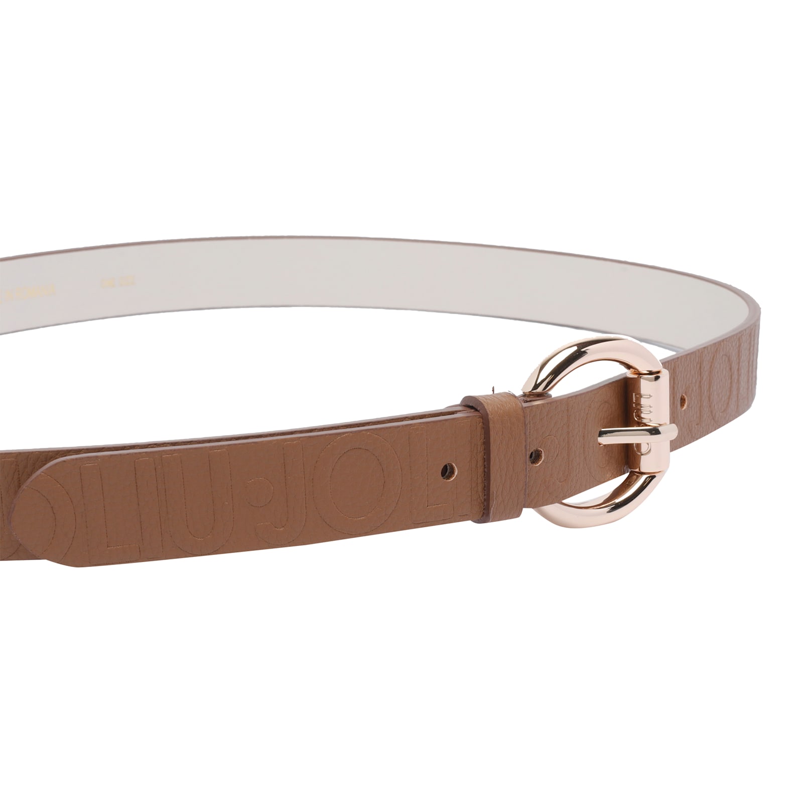 Liu •jo Round Buckle Smooth Finish Metal Belt In Brown