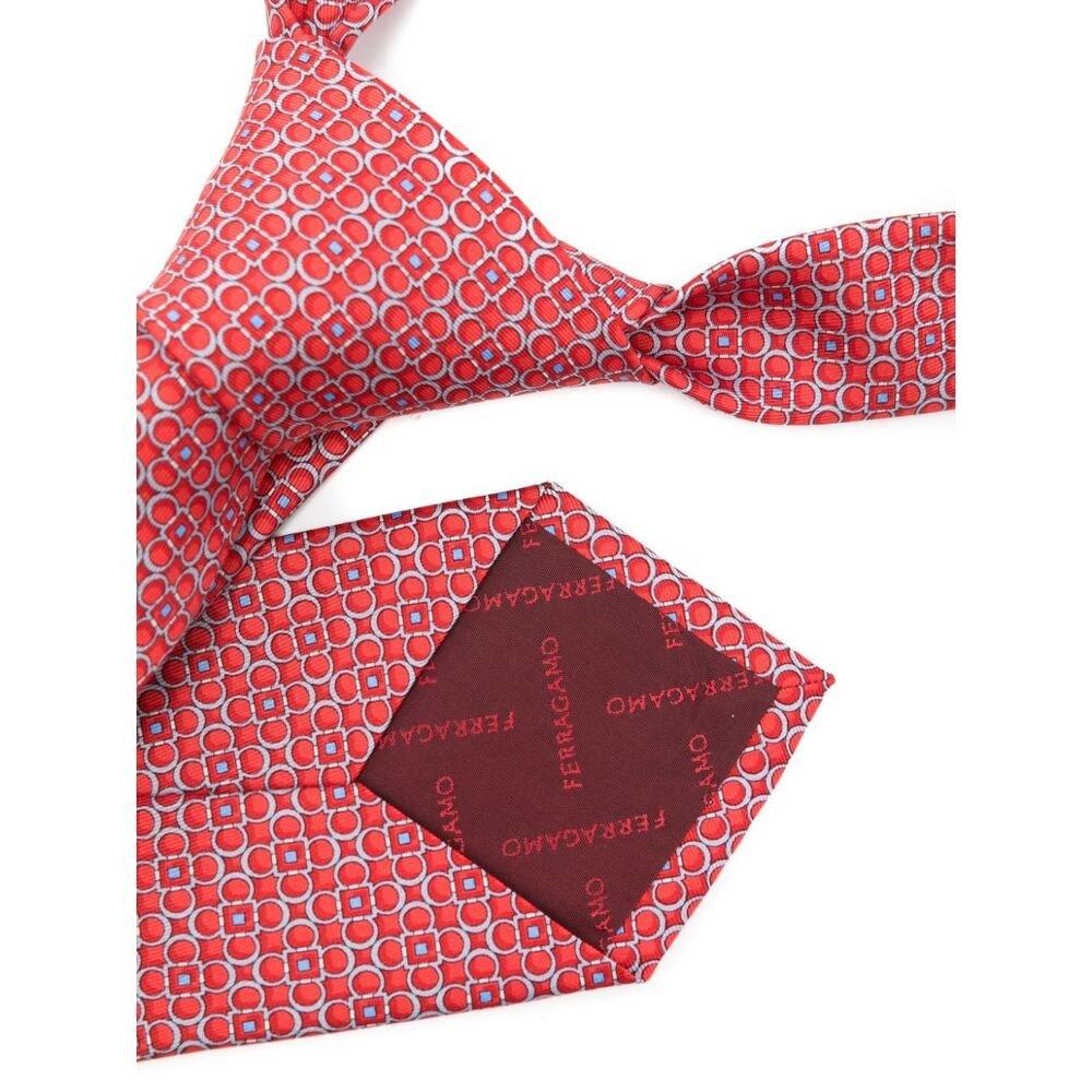 Shop Ferragamo Geometric Printed Tie In Red/blue