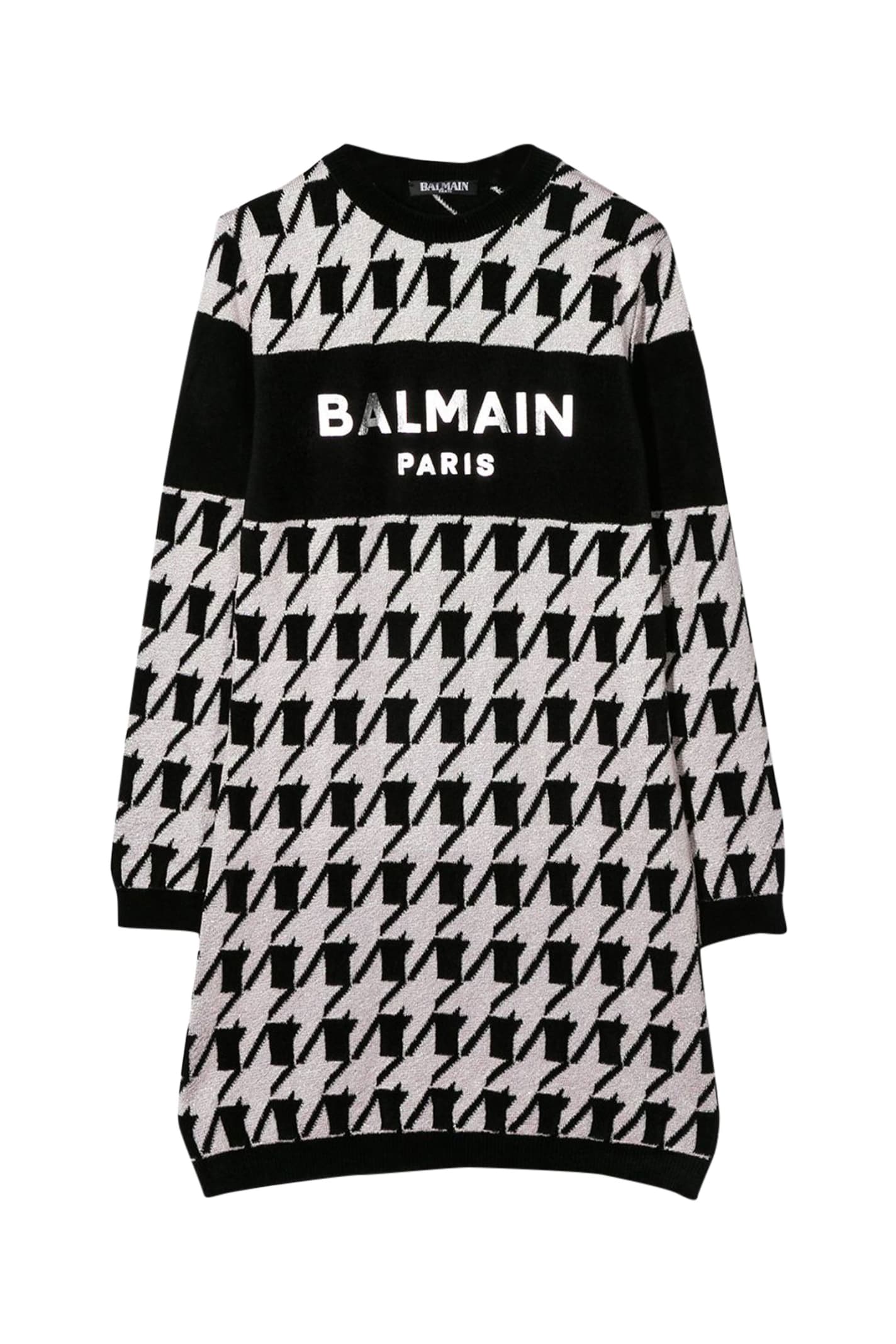 BALMAIN KIDS HOUNDSTOOTH LOGO-PRINT DRESS,11210997