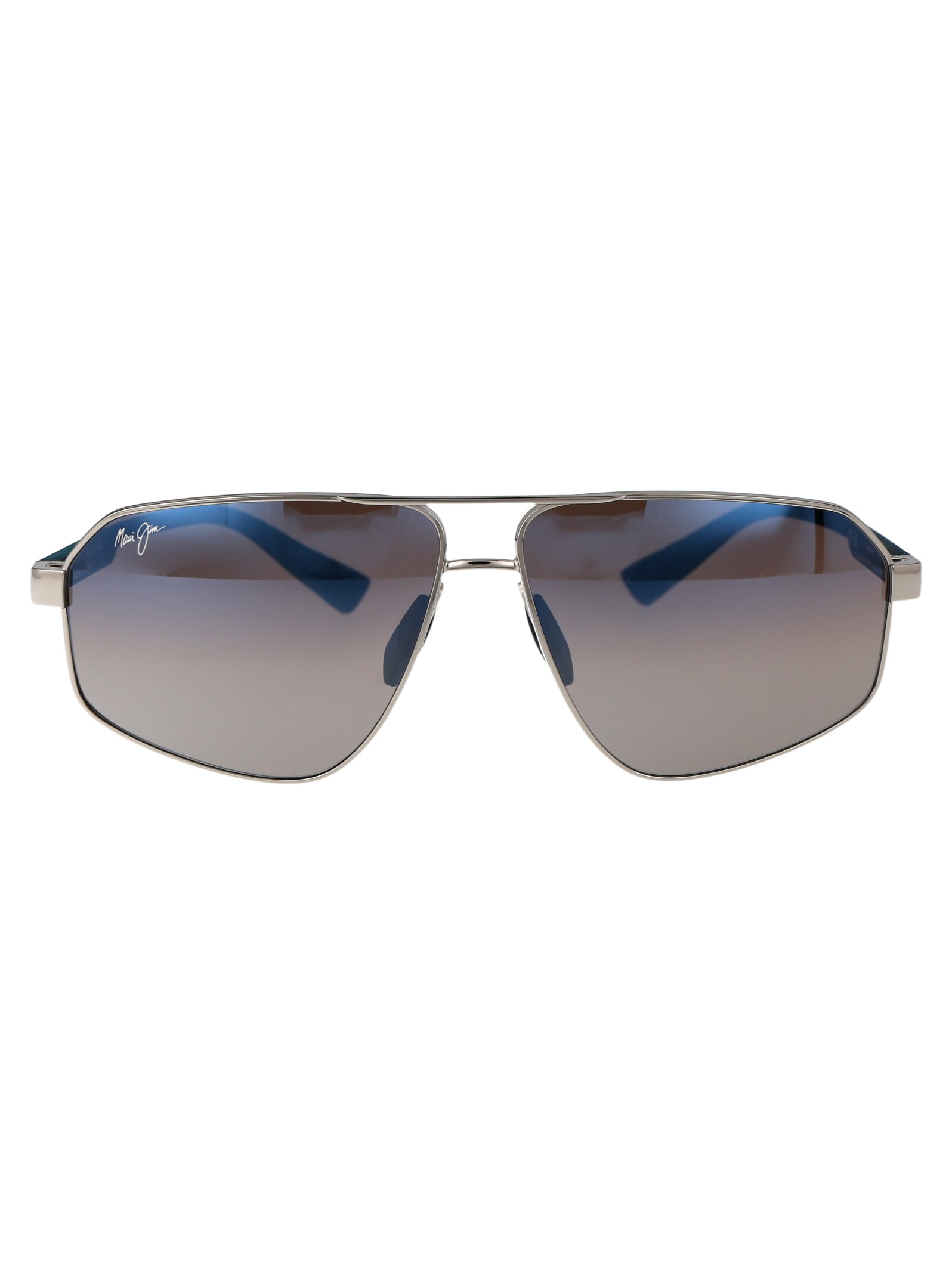 Shop Maui Jim Keawawa Sunglasses In 17 Blue/silver Keawawa Silver W/ Dark Blue
