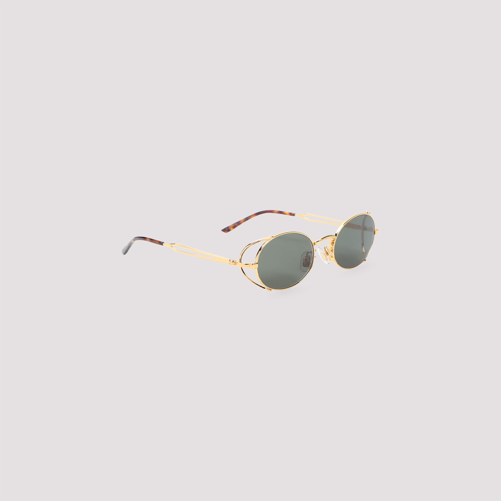 Jean Paul Gaultier Metal Round Frame Sunglasses With Cut-out Detail In Gold