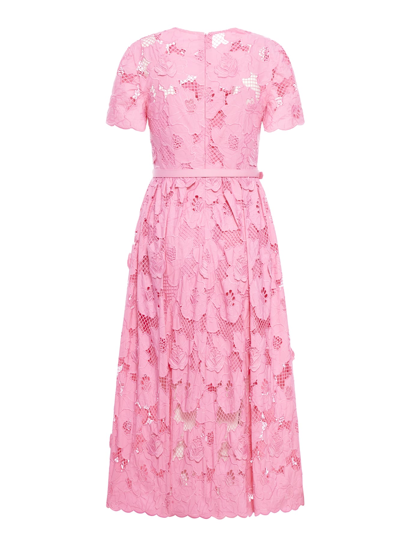 Shop Self-portrait Lace Midi Dress In Pink