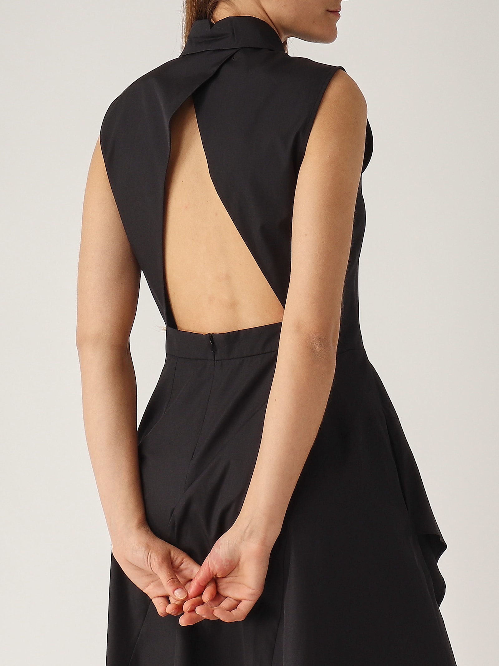 Max Mara Studio Keras Ruffled Sleeveless Dress In Nero