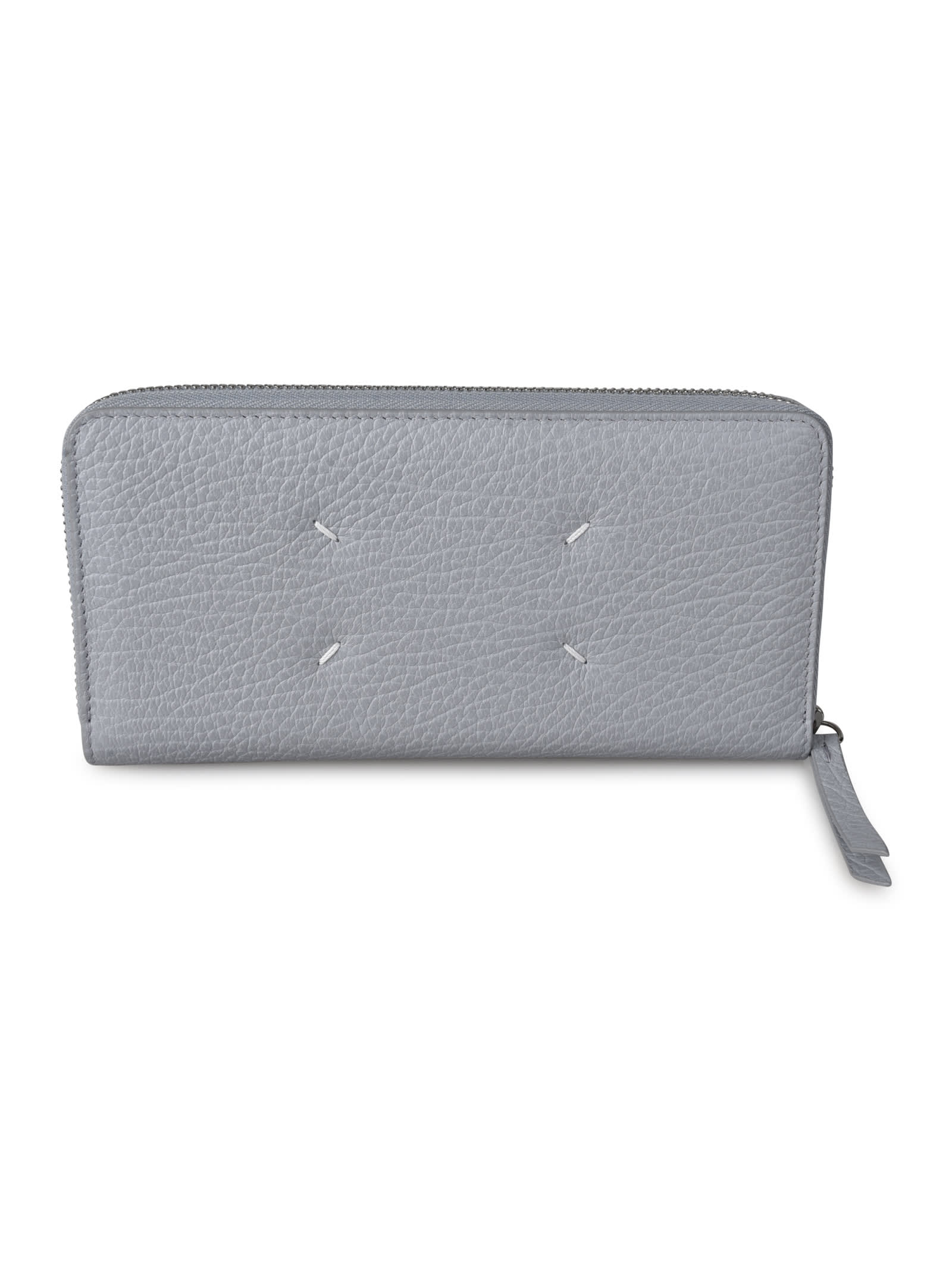 Shop Maison Margiela Signature Zip-around Wallet In Light Blue