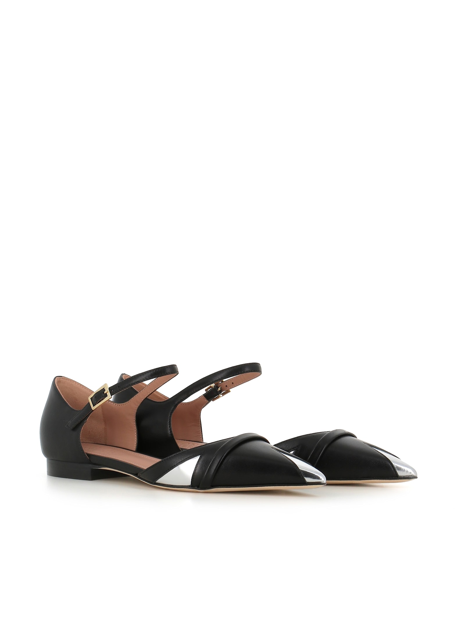 Shop Malone Souliers Ballerina Hayes 10-16 In Black/silver