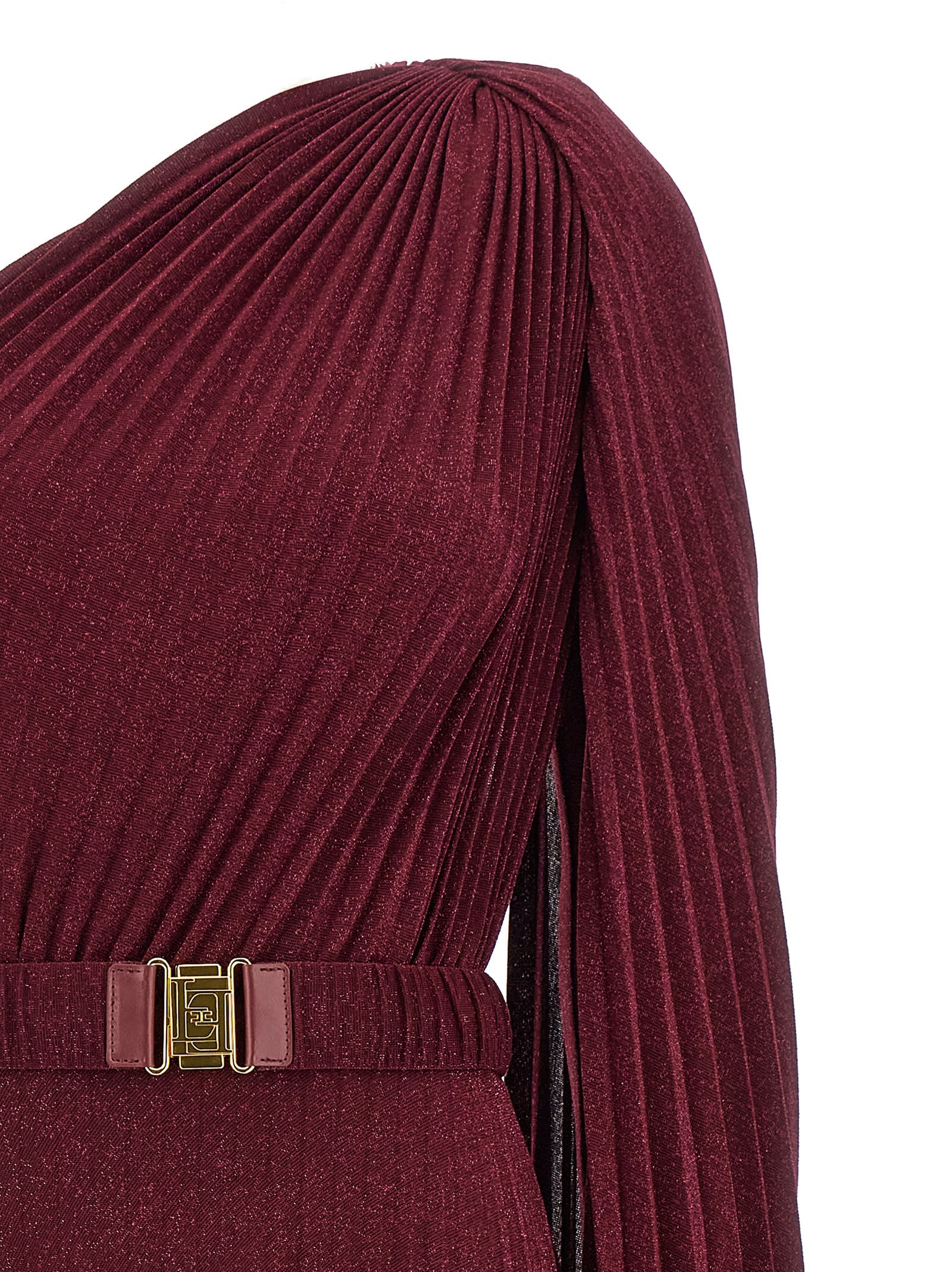 Shop Elisabetta Franchi One-shoulder Dress  In Bordeaux