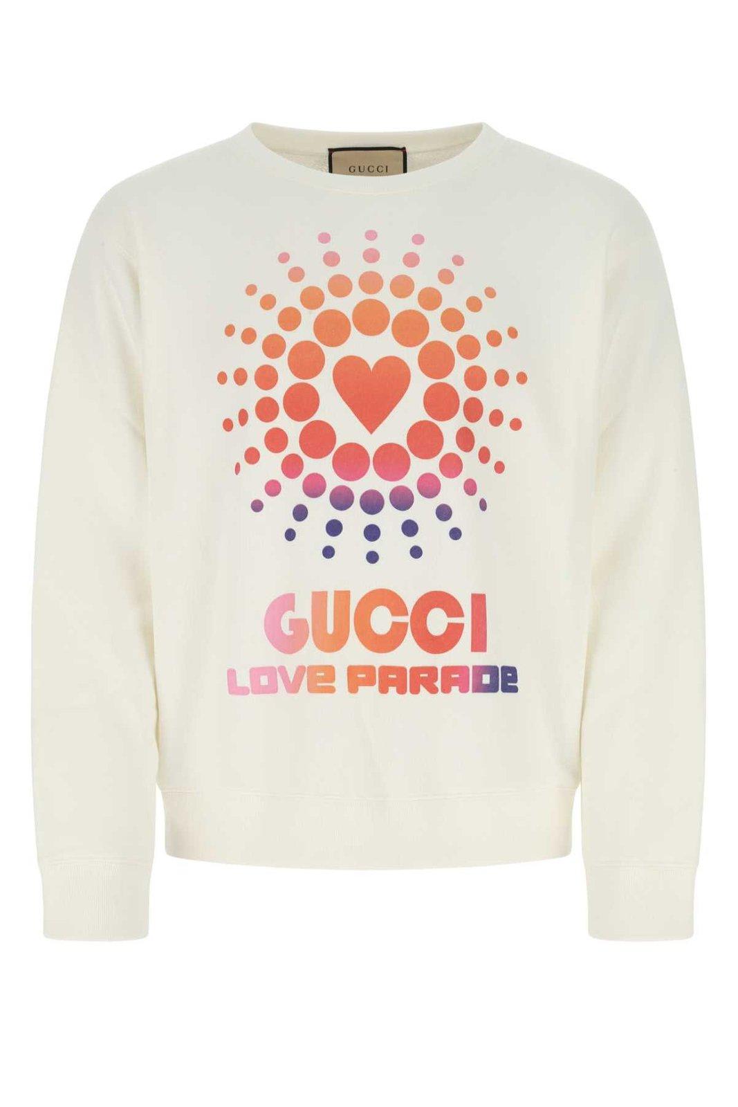 Shop Gucci Logo Printed Long-sleeved Sweatshirt In Bianco