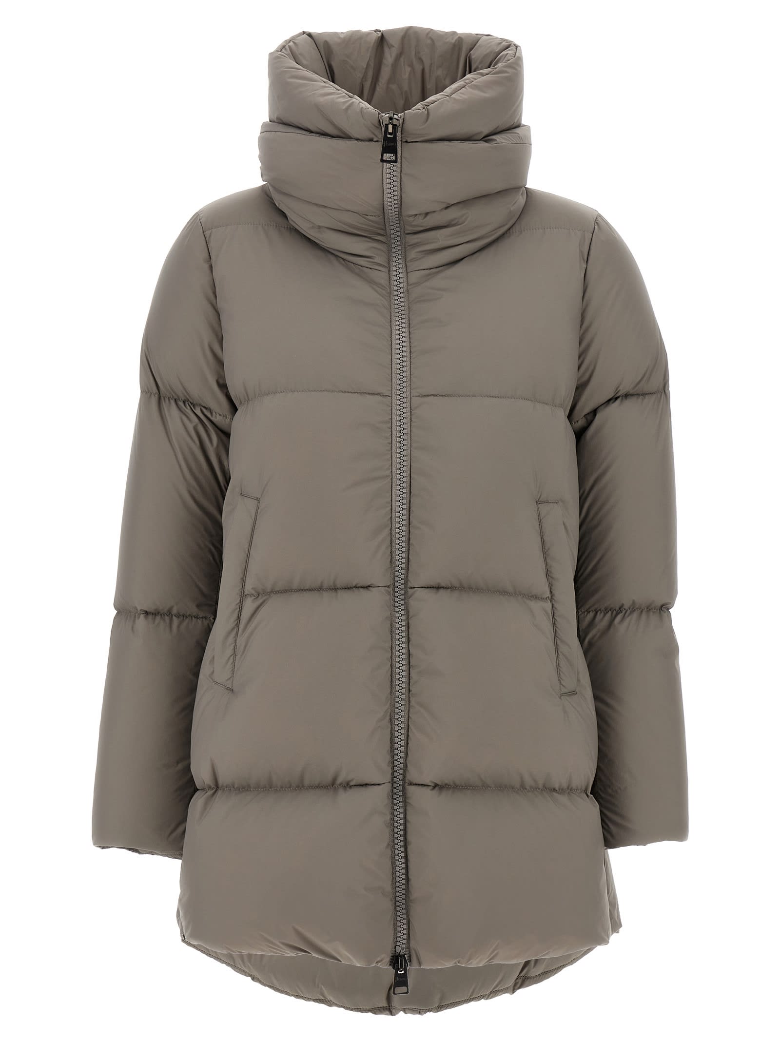 Herno Quilted High-neck Down Coat In Gray