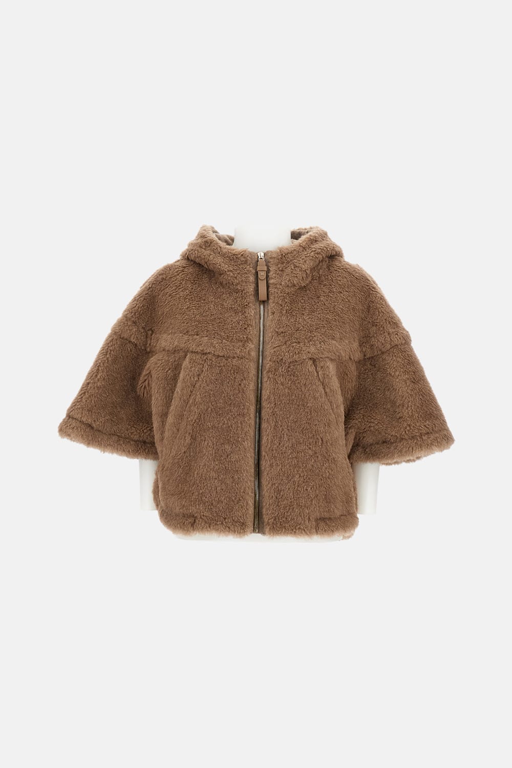 Max Mara Short Cape In Alpaca Teddy Petalo4 In Brown
