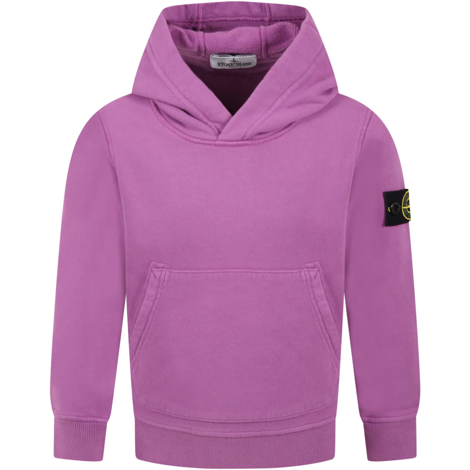 Stone Island Junior Purple Sweatshirt For Kids With Iconic Patch