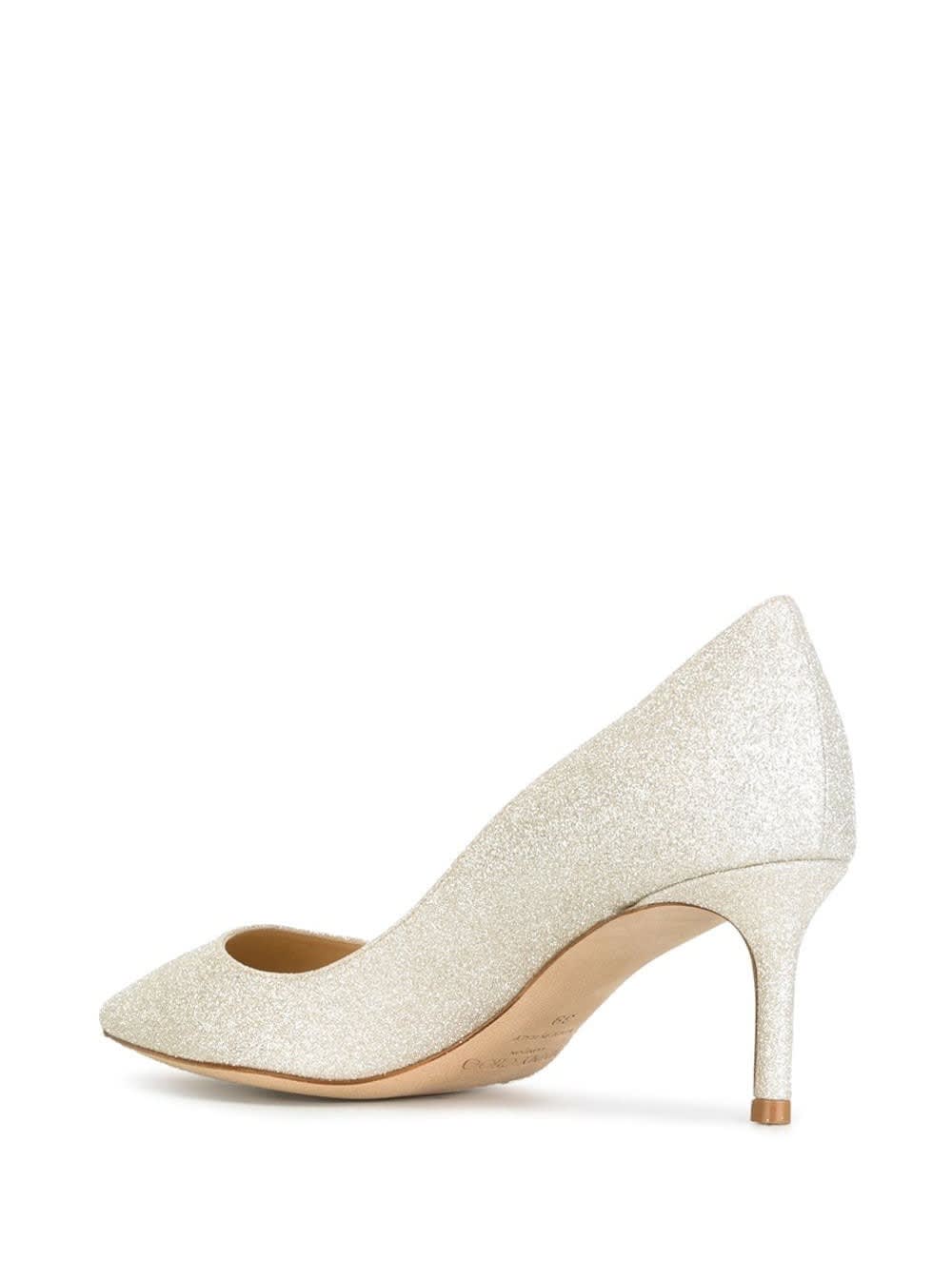 JIMMY CHOO ROMY WHITE PUMPS WITH ALL-OBVER GLITTER EMBELLISHMENT IN TEXTILE WOMAN