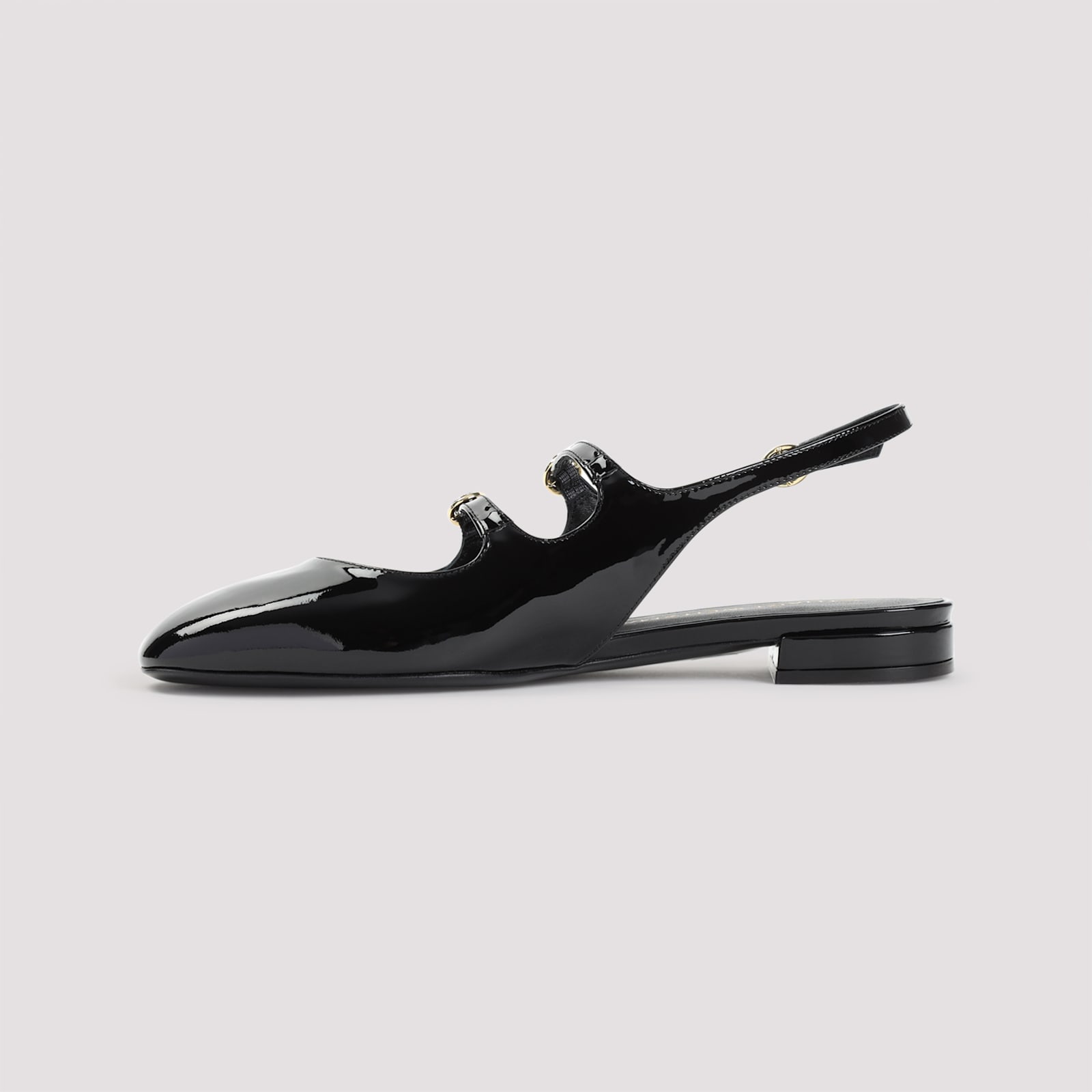 Stuart Weitzman Benni Patent Leather Slingback Flats In Blk Black
