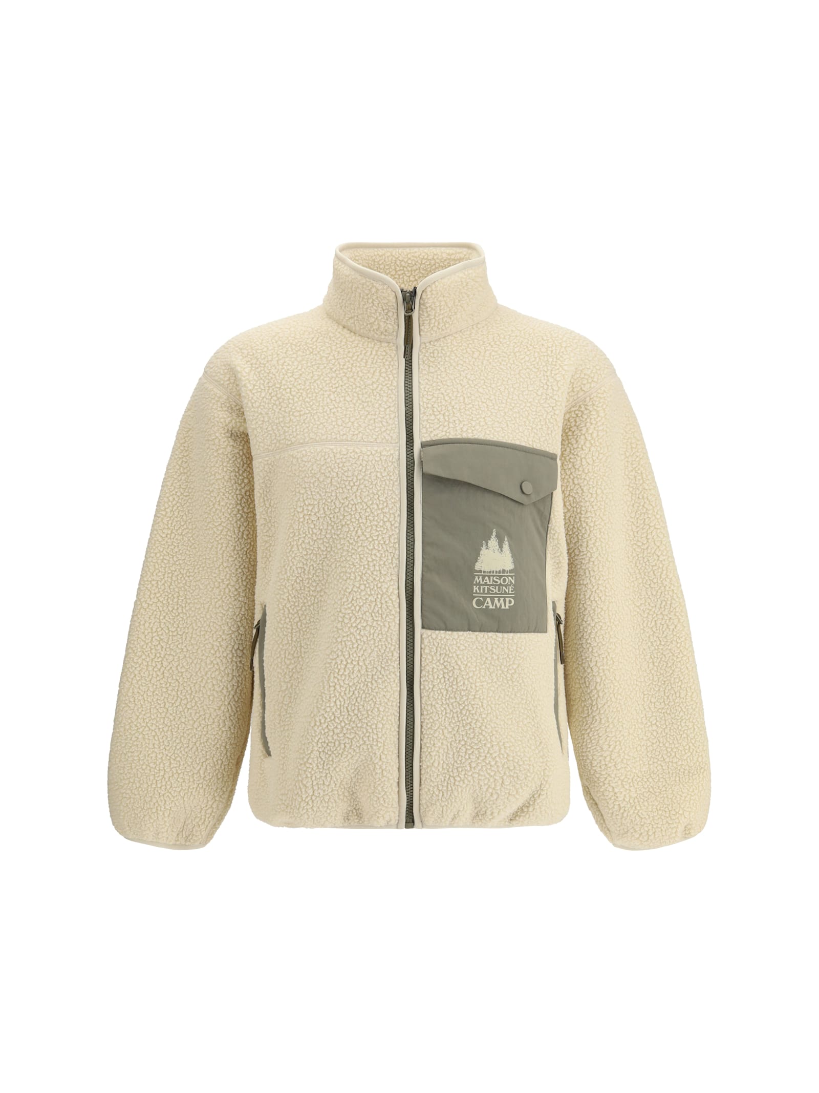 Maison Kitsuné Casual Fleece Zipped Jacket In Neutral