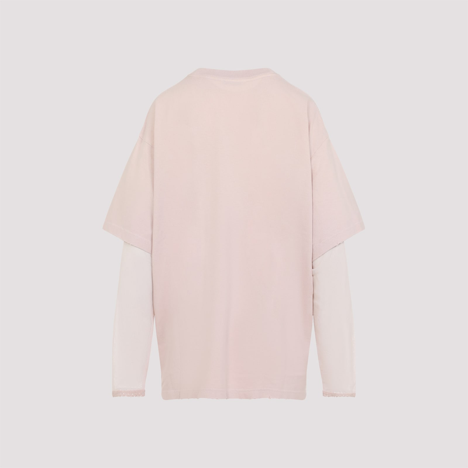 Acne Studios Pink Violet Layered T-shirt With Print In Pink