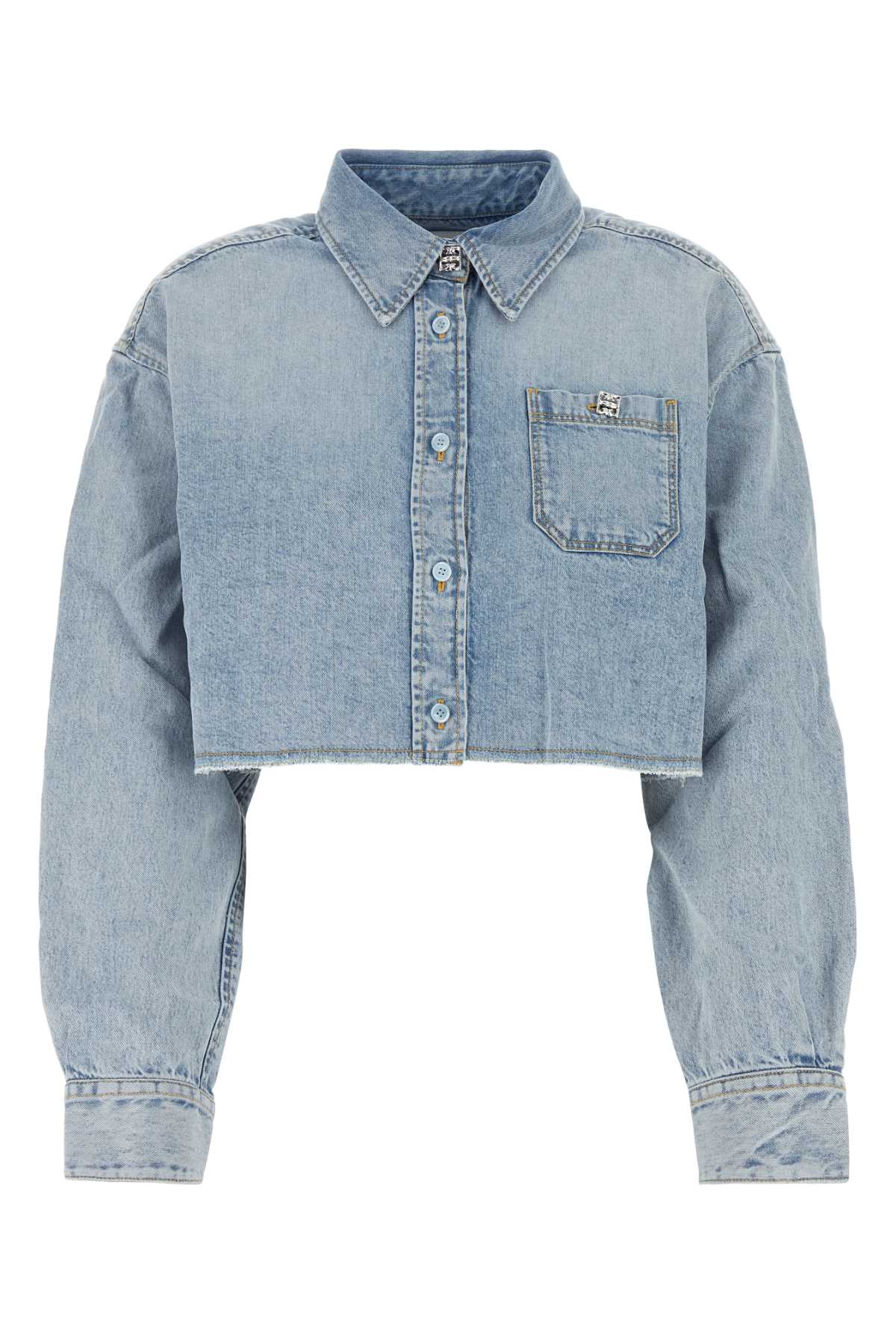 Shop Givenchy Denim Shirt In Iceblue