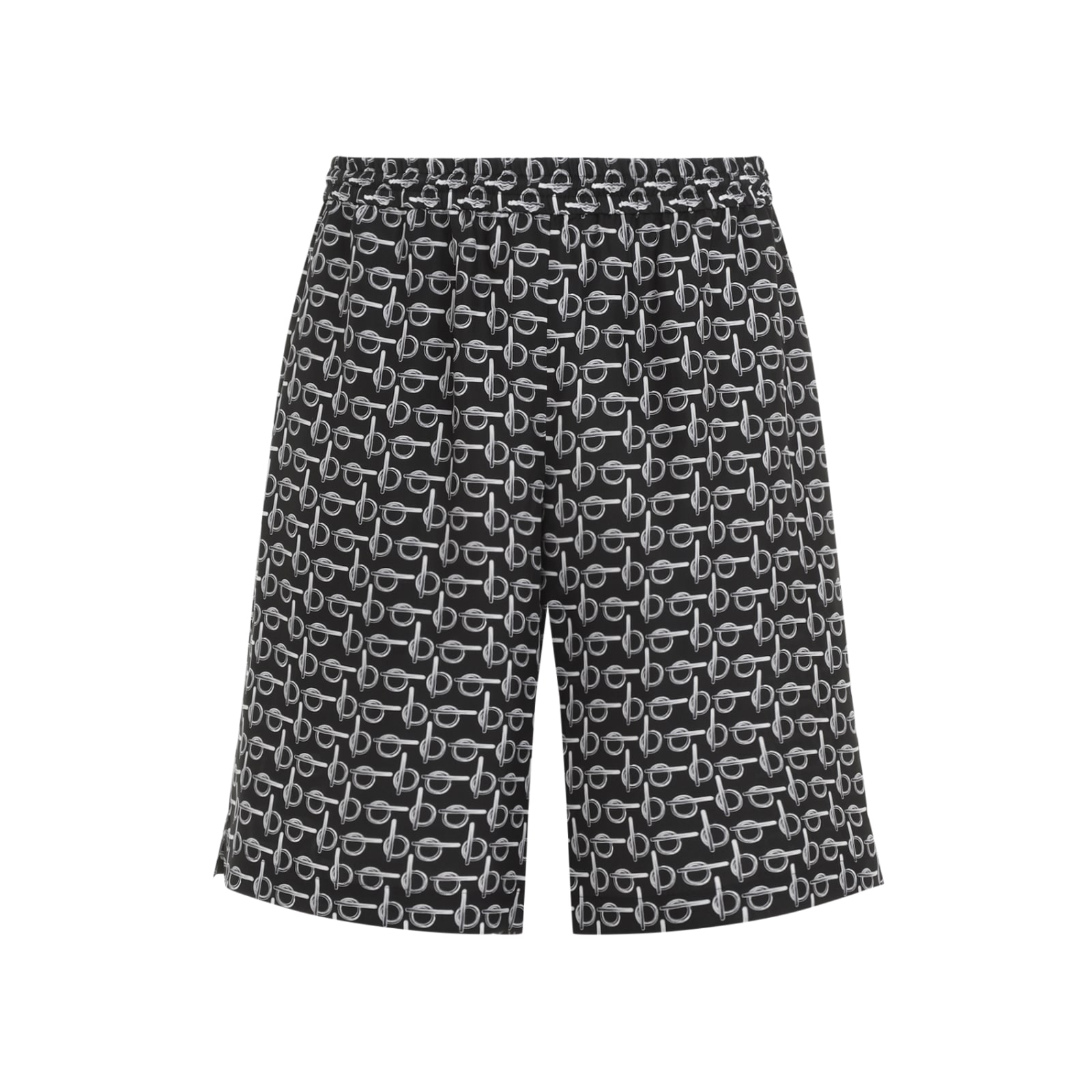 Shop Burberry Silk Shorts In Silver Black