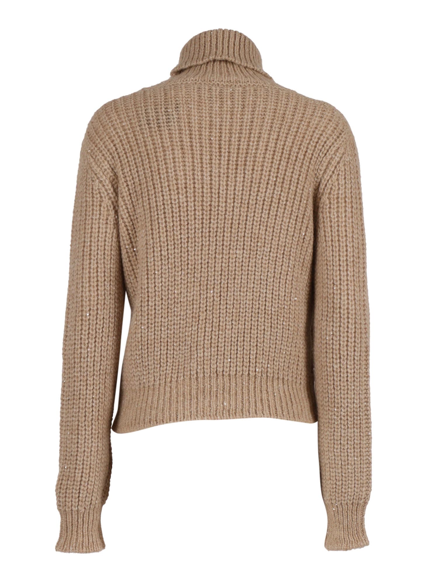 Fay Fitted Long-sleeved Turtleneck Sweater In Neutral