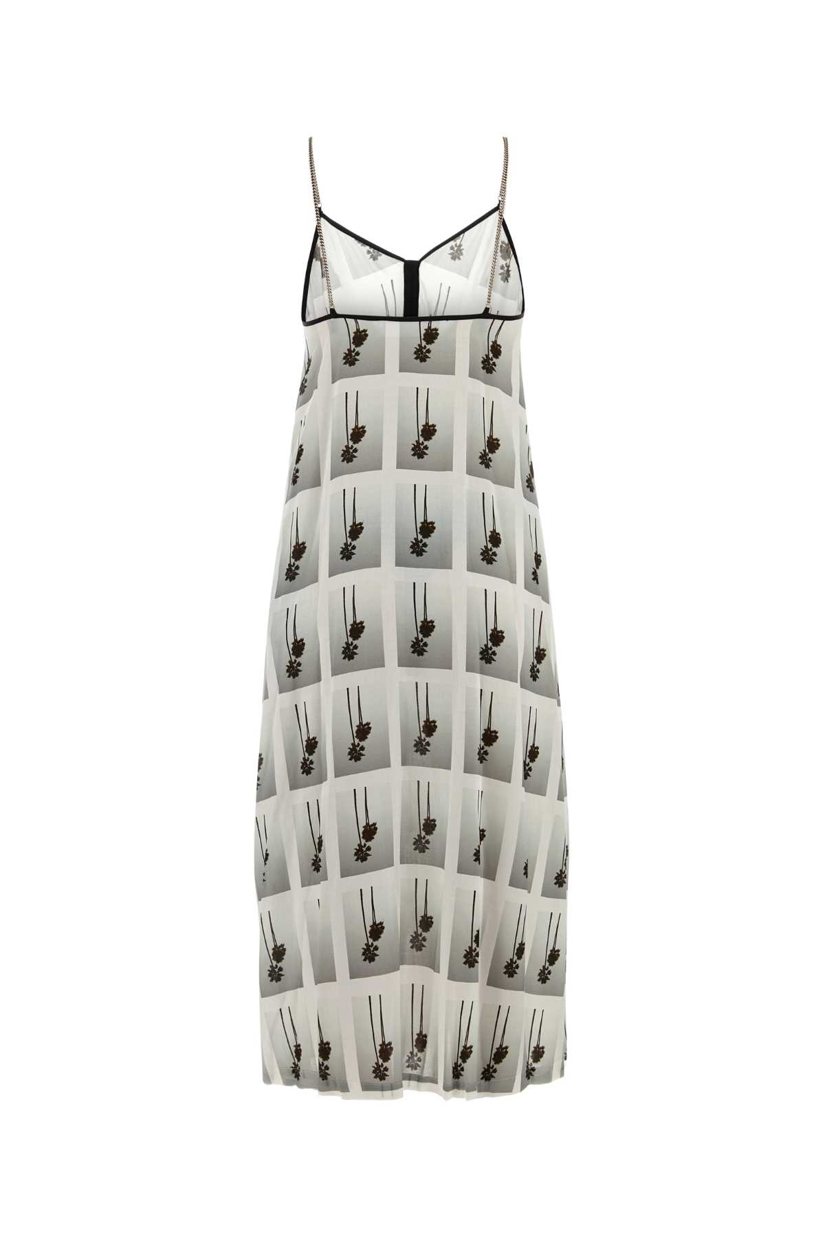 Palm Angels Printed Viscose Dress In White Grey