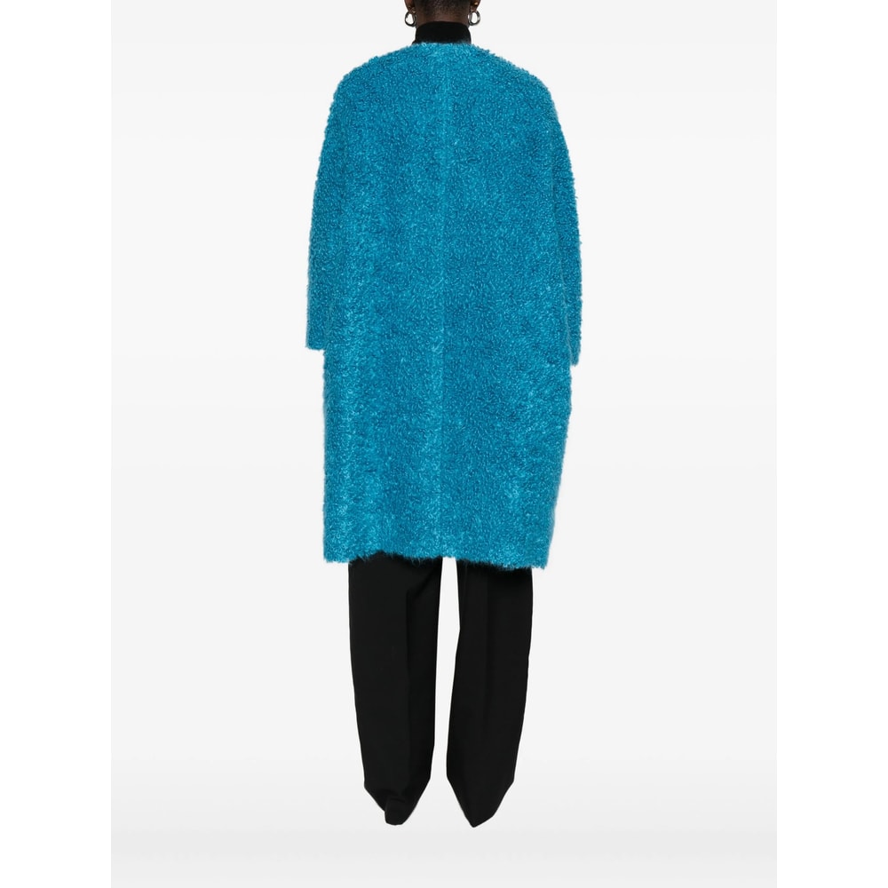 Gianluca Capannolo Round-neck Long-sleeve Coat In Blue