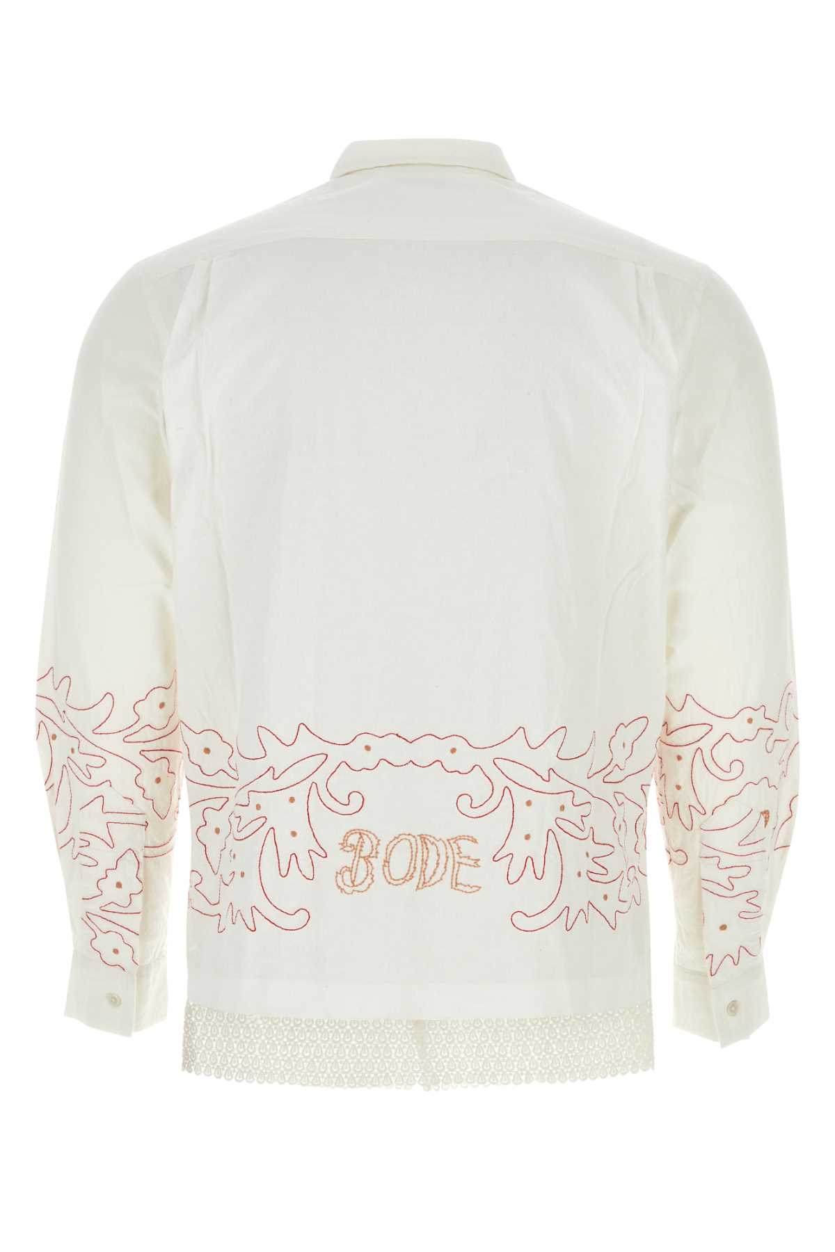 Bode Embroidered Cotton Shirt In Redwhite