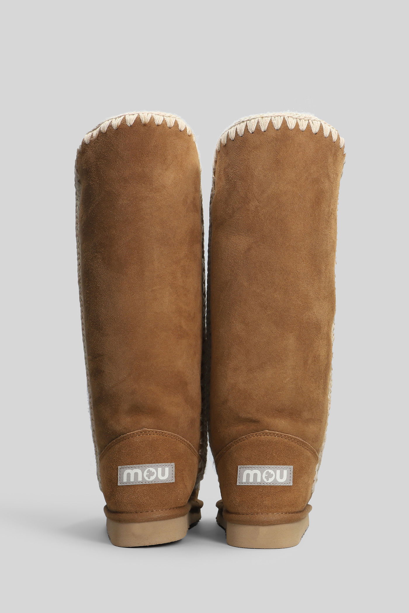 Mou Eskimo 40 Low Heels Boots In Leather Color Suede In Brown