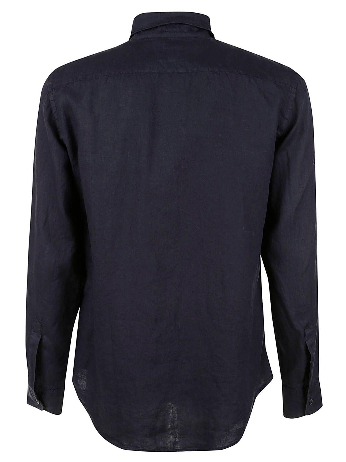 Shop Aspesi Buttoned Sleeved Shirt In Navy