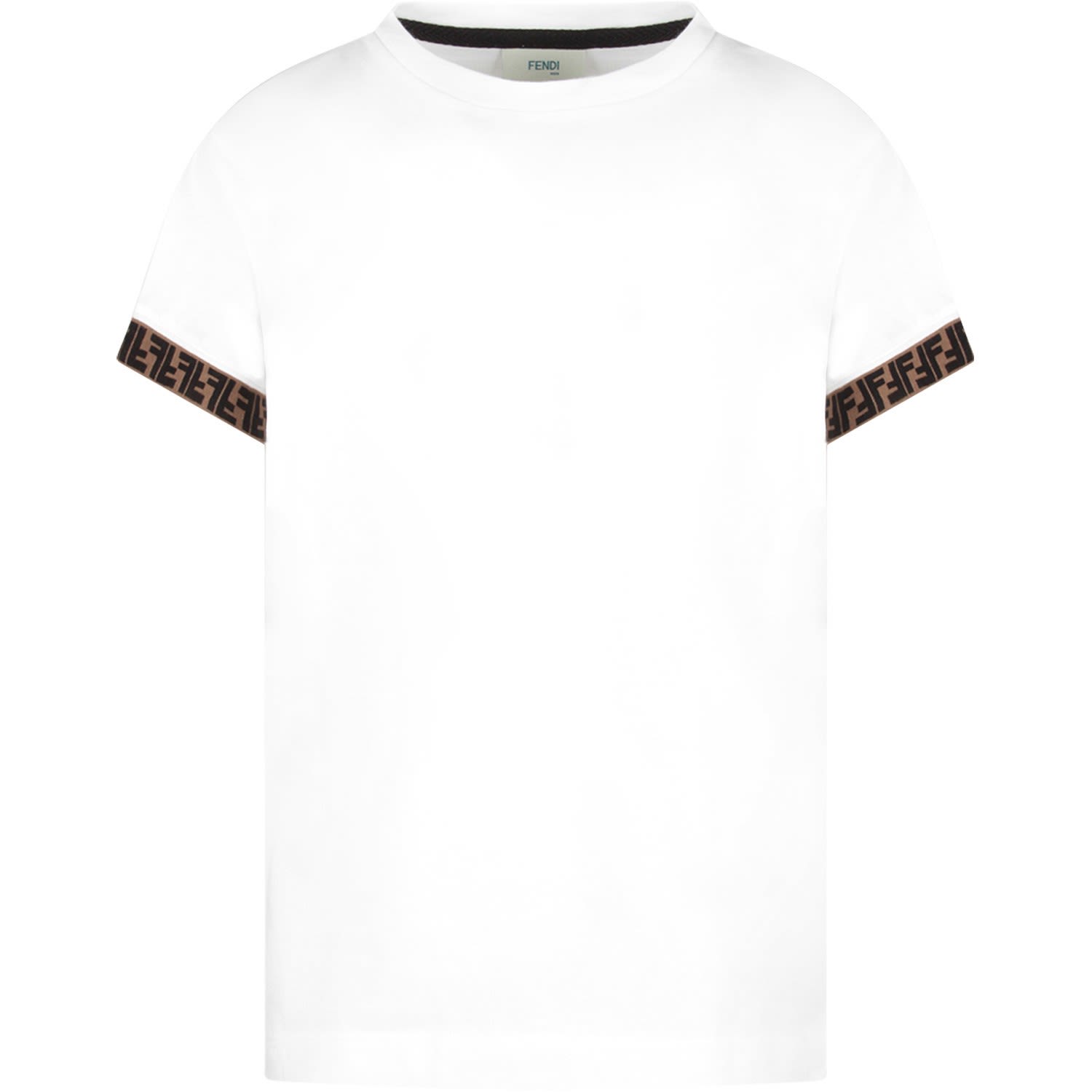 FENDI WHITE T-SHIRT WITH DOUBLE FF FOR KID,11214616