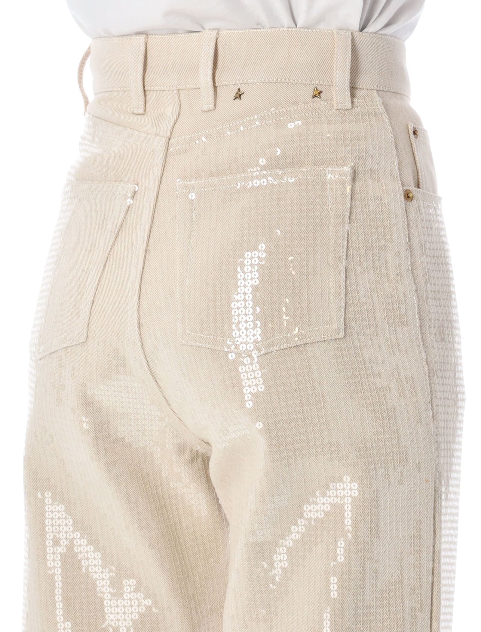 Golden Goose Kim Denim Sequin All-over In Ecru