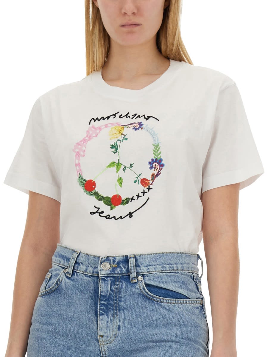 Shop M05ch1n0 Jeans T-shirt With Logo In White