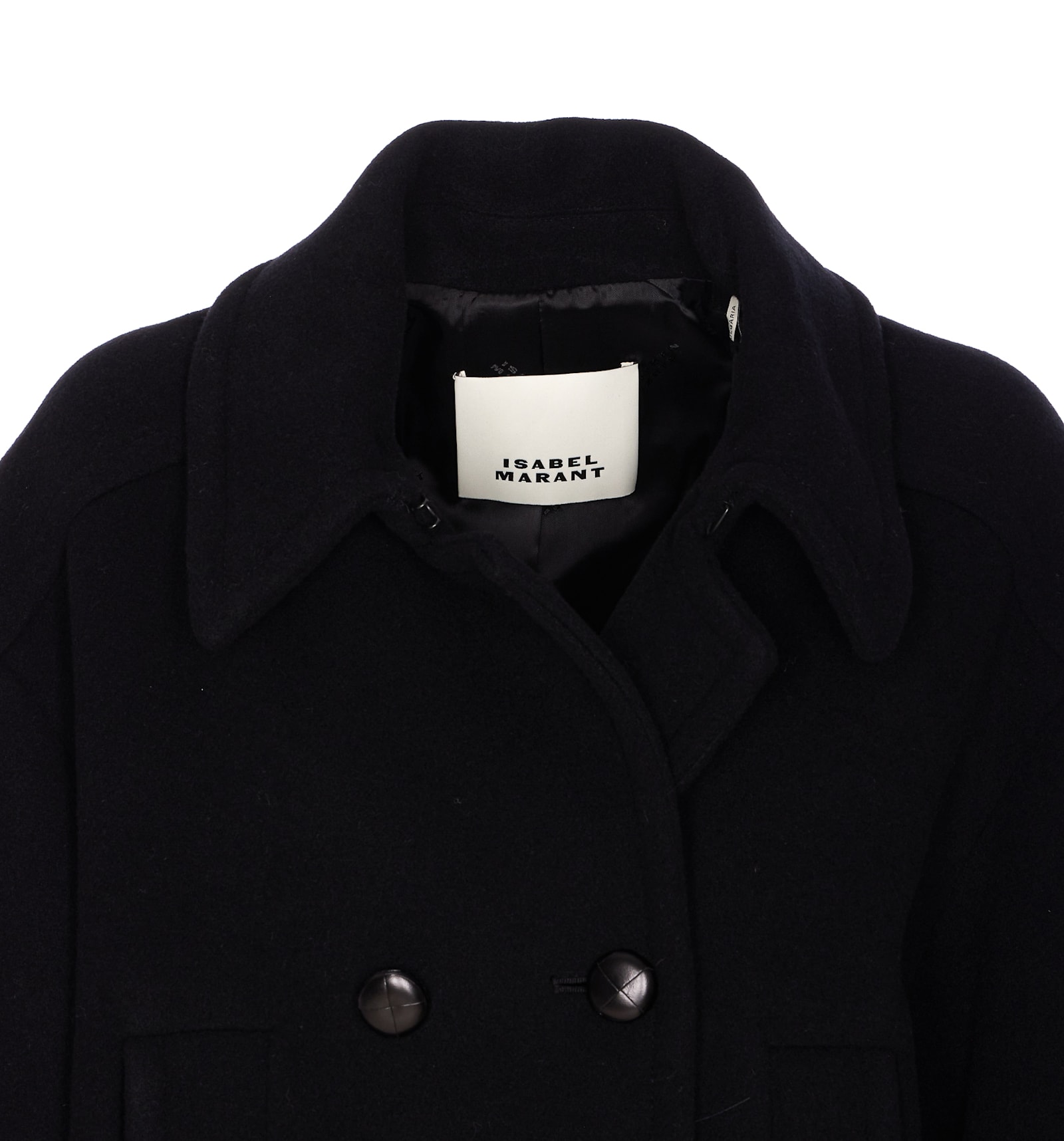 Isabel Marant Wool Blend Fiby Coat With Collared Neck In Black