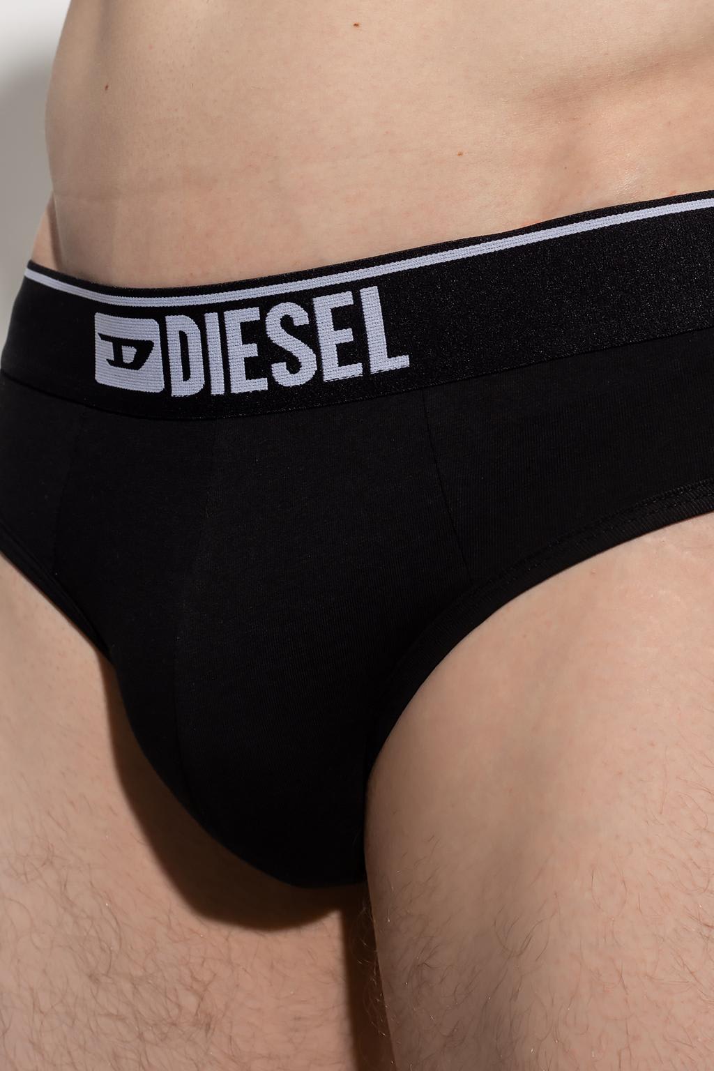 Diesel Three-pack Of Logo-waist Briefs In Black