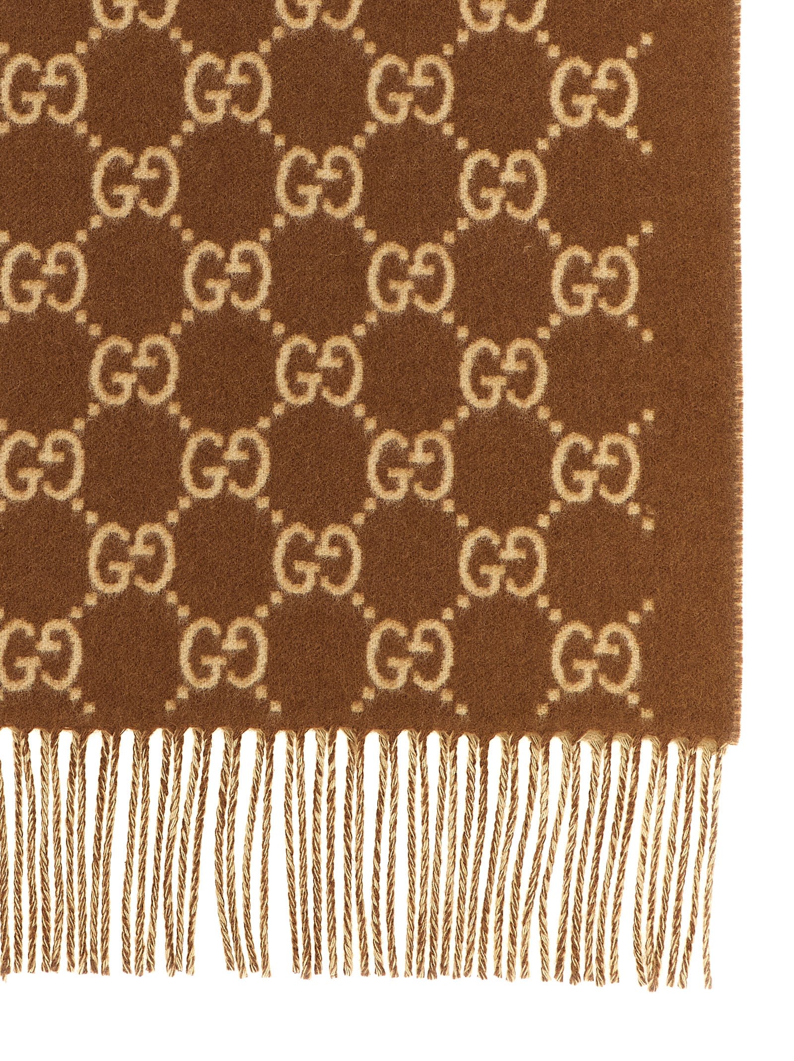Gucci Women Gg Cashmere Scarf In Brown