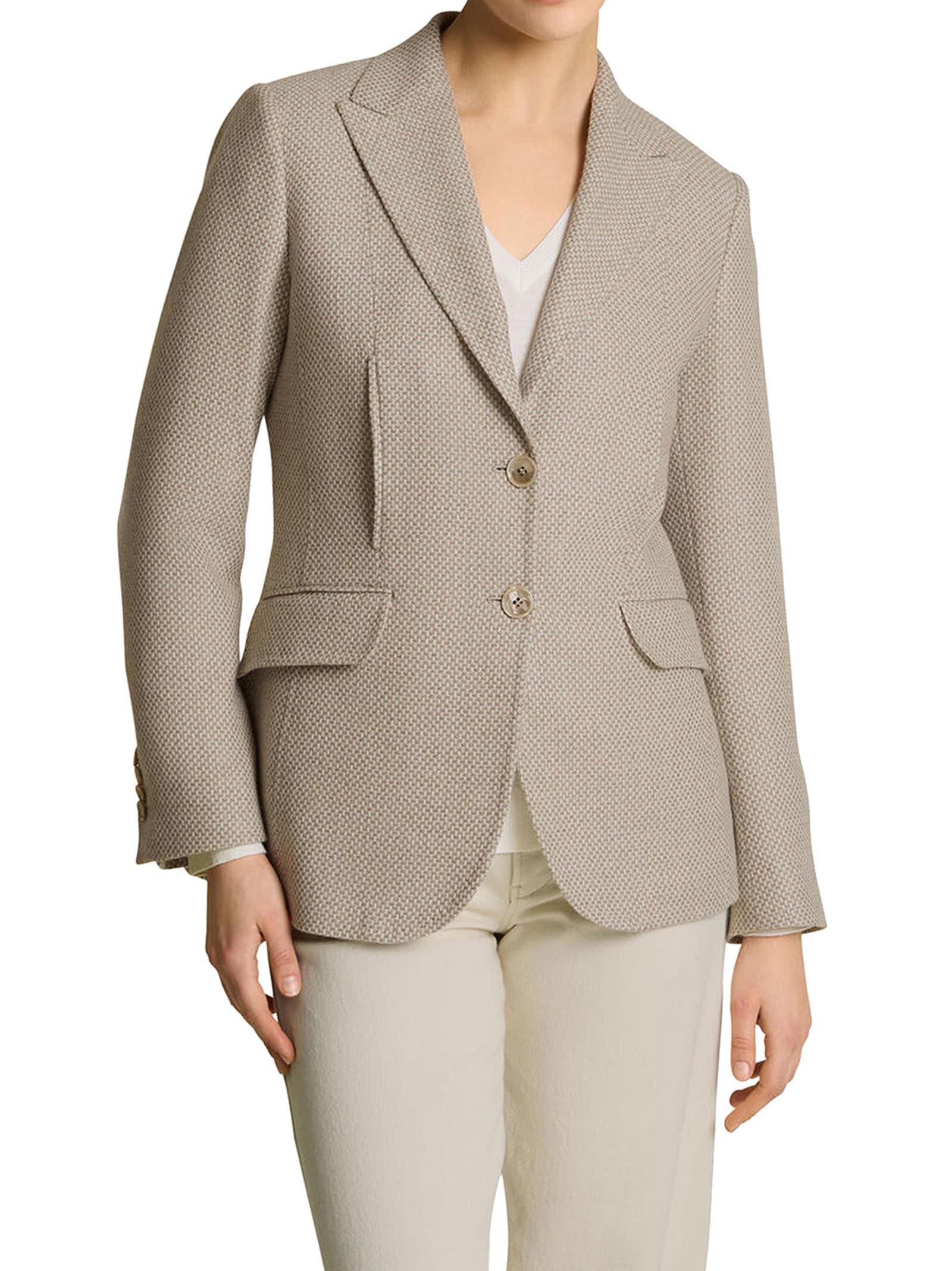 Shop Kiton Jacket Cashmere In Beige