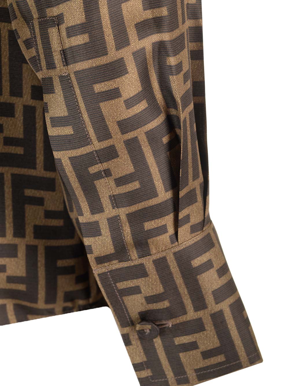 Fendi Twill Shirt Featuring Printed Pattern In Tabacco