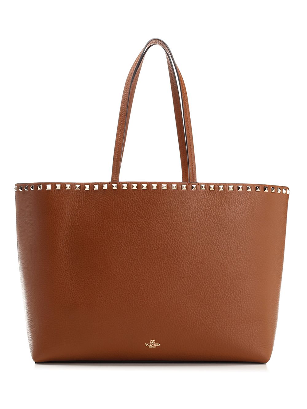 Shop Valentino Rockstud Tote In Brown