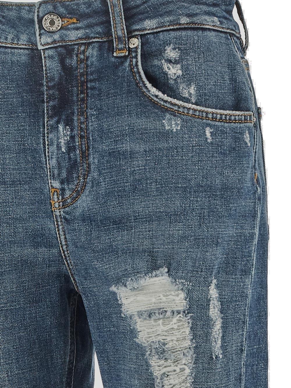 Shop Dolce & Gabbana Distressed Straight Leg Cropped Jeans In Neutro
