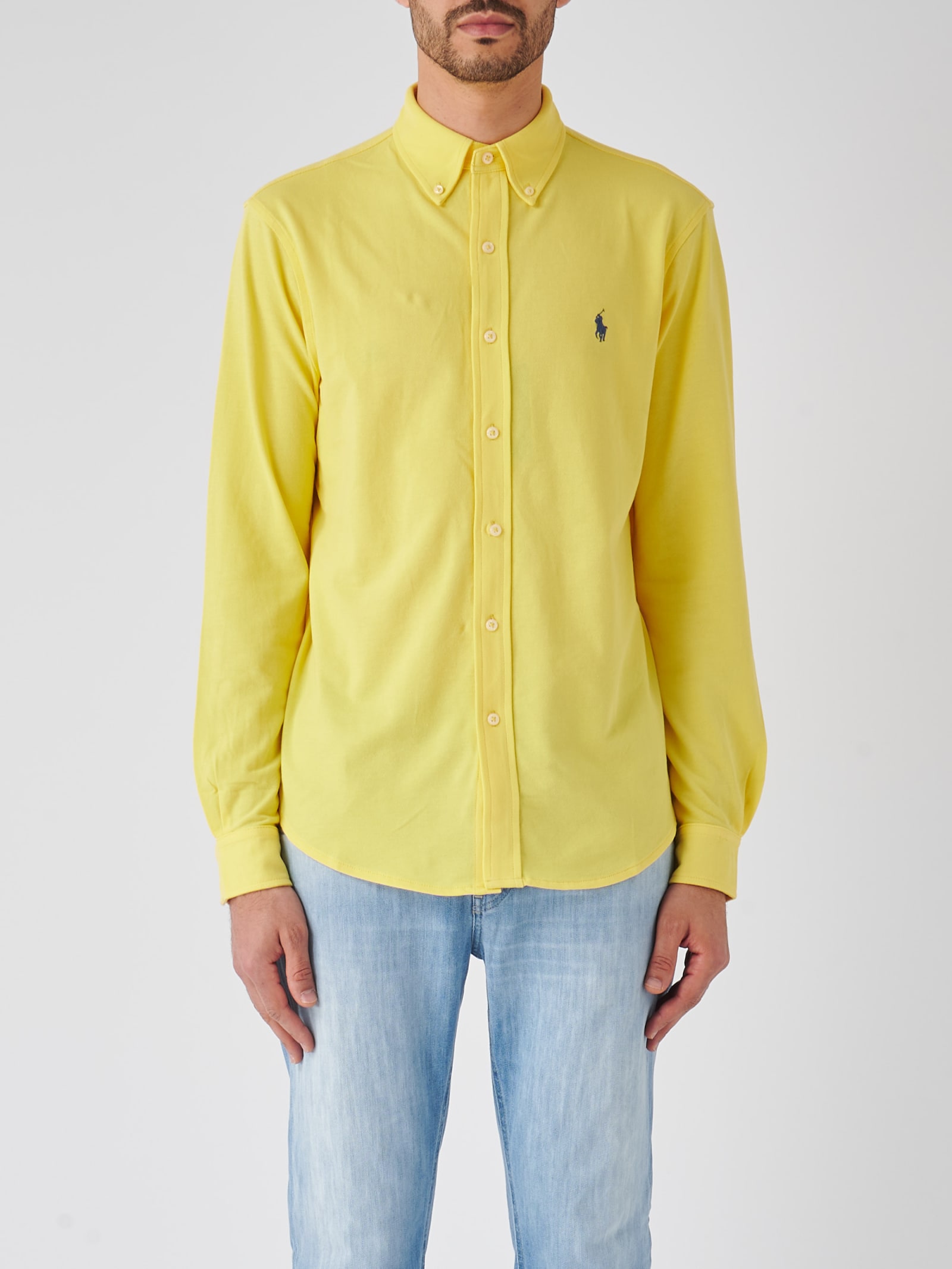 Shop Polo Ralph Lauren Long Sleeve Sport Shirt Shirt In Giallo