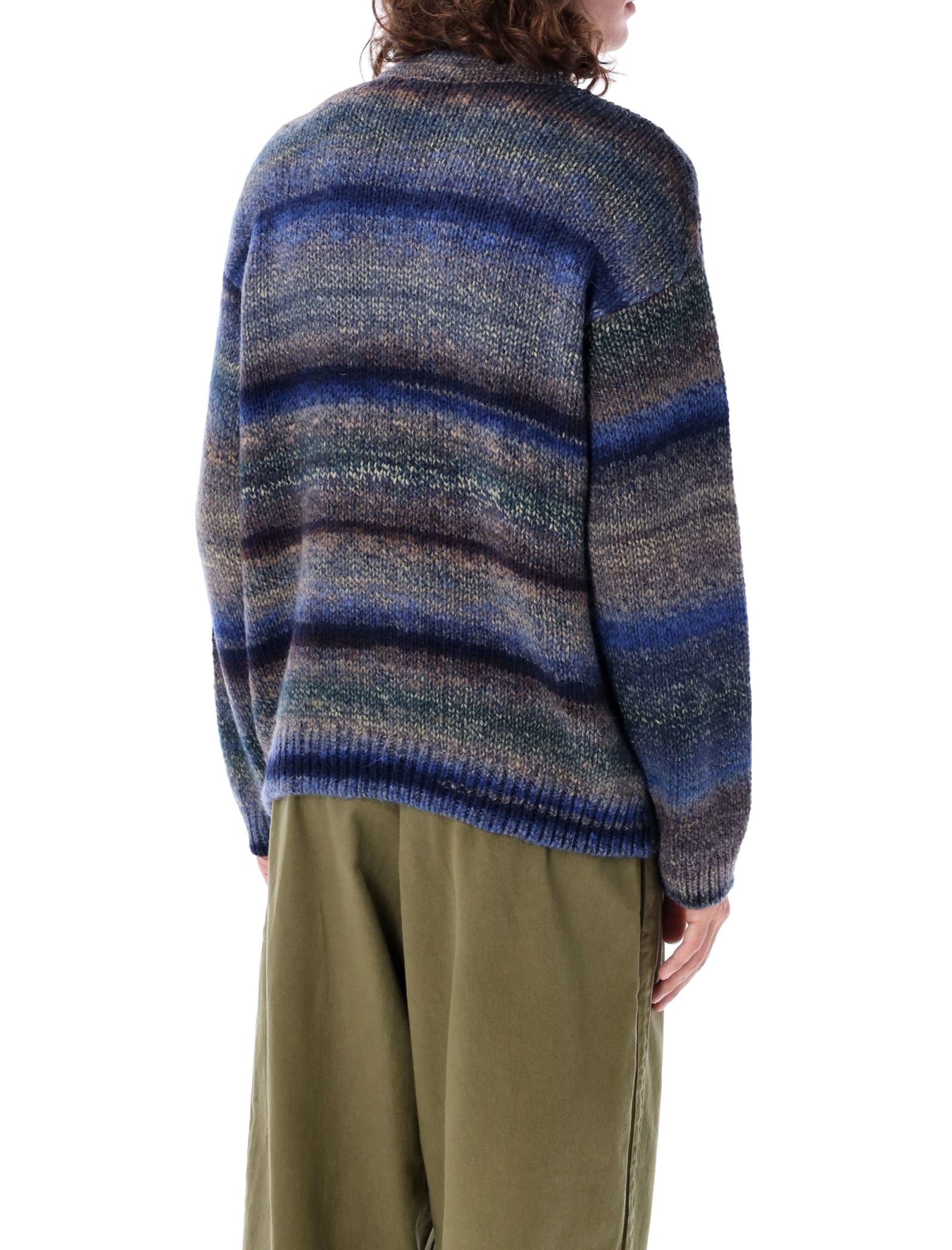 Shop Ymc You Must Create Stripes Mohair Sweater In Navy