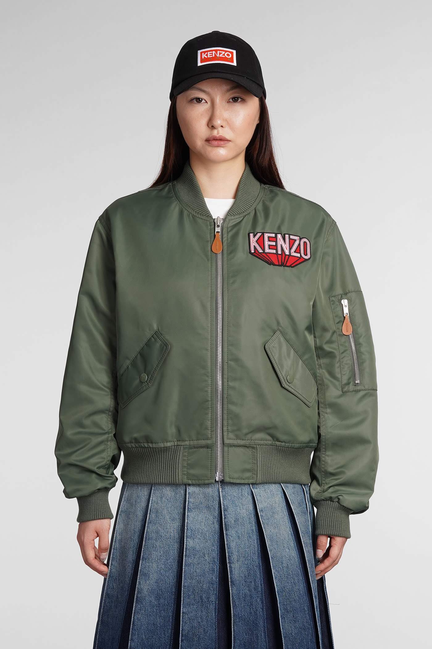 Shop Kenzo Casual Jacket In Green Polyamide