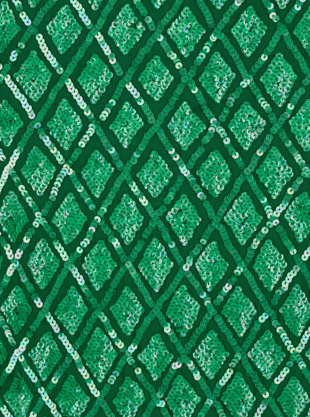 P.A.R.O.S.H GREEN SKIRT WITH ALL-OVER APPLIED SEQUINS AND GEOMETRIC MOTIF IN TECH FABRIC WOMAN