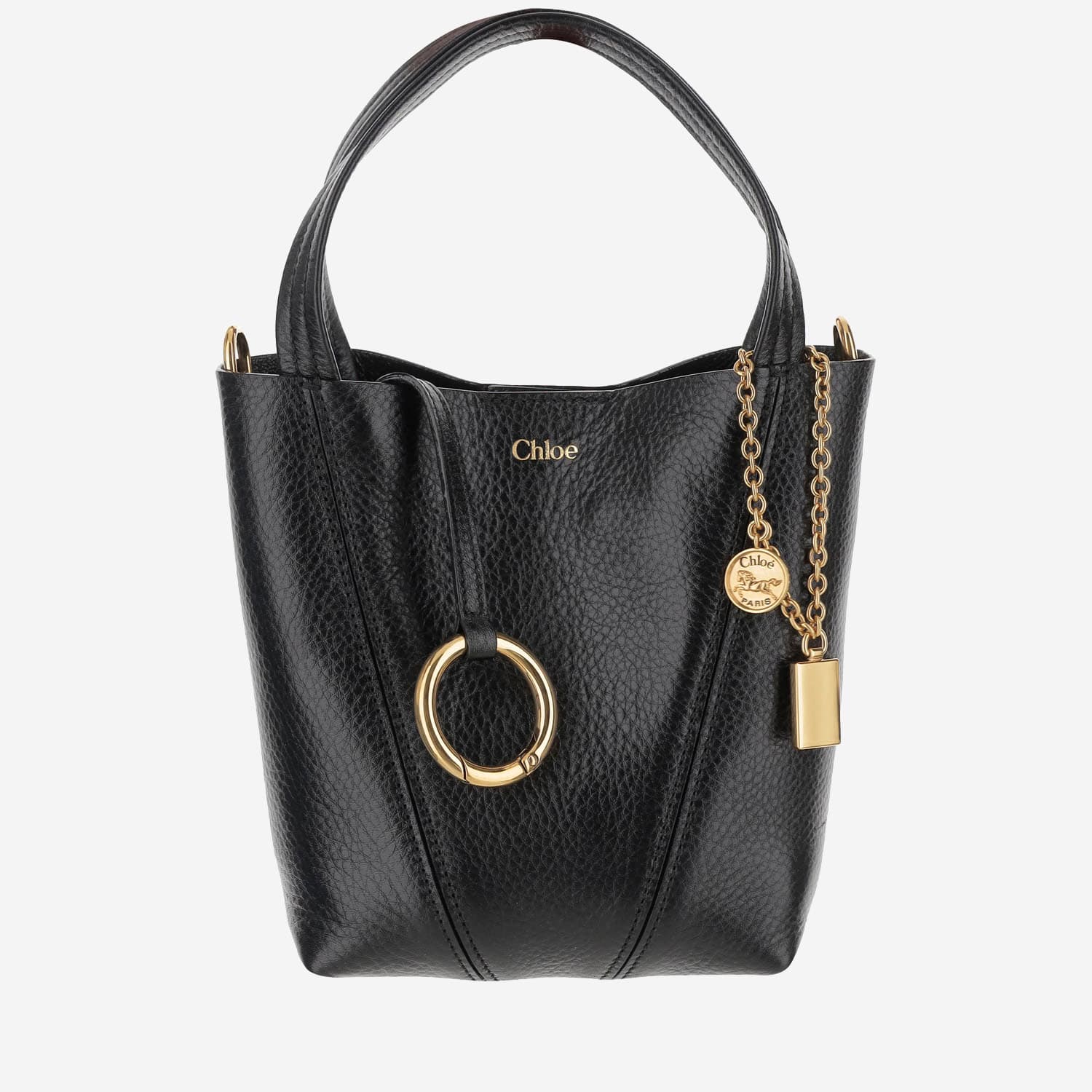 Chloé Spin Small Tote Bag In Garnet Leather