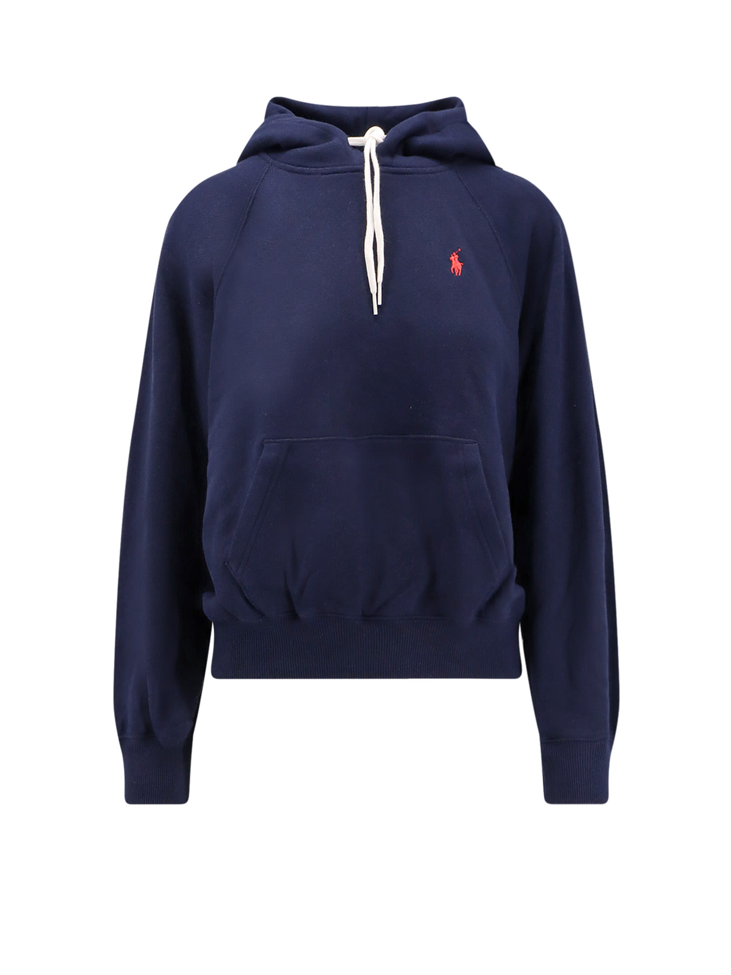 Polo Ralph Lauren Shrunken Fit Fleece Hoodie In Blue