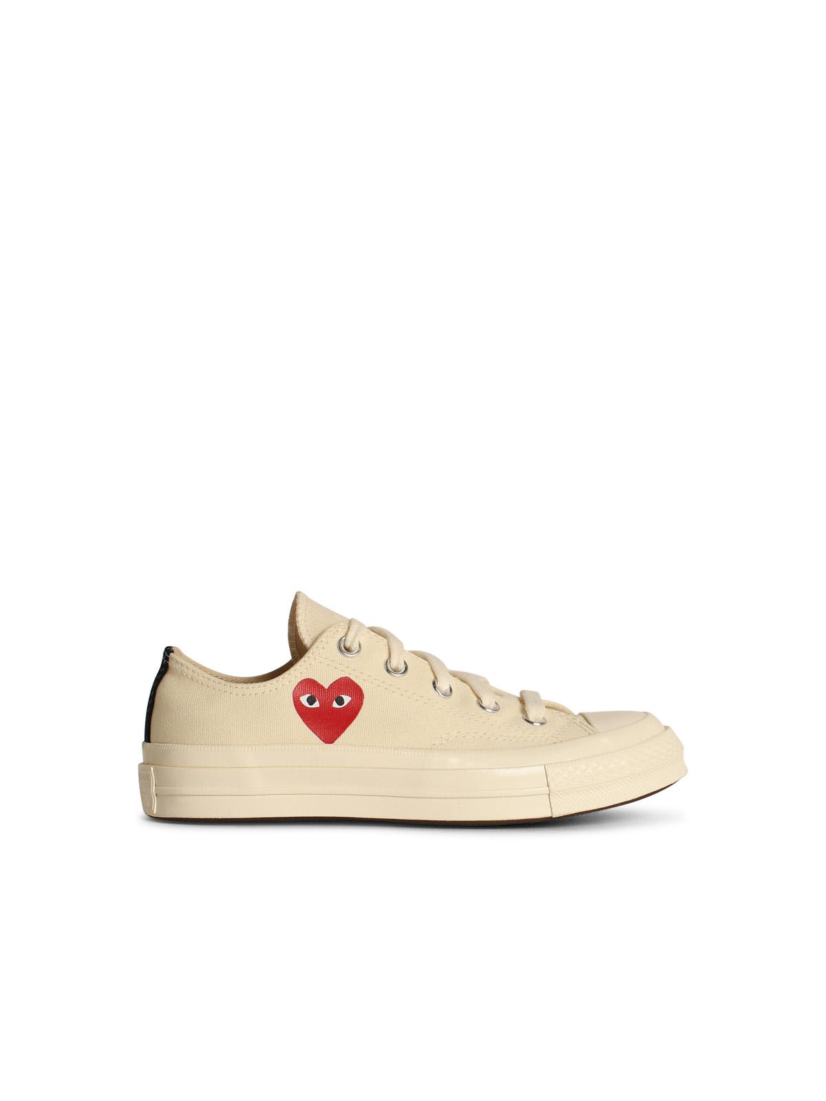 Shop Comme Des Garçons Play Red Heart White Tela Sneakers